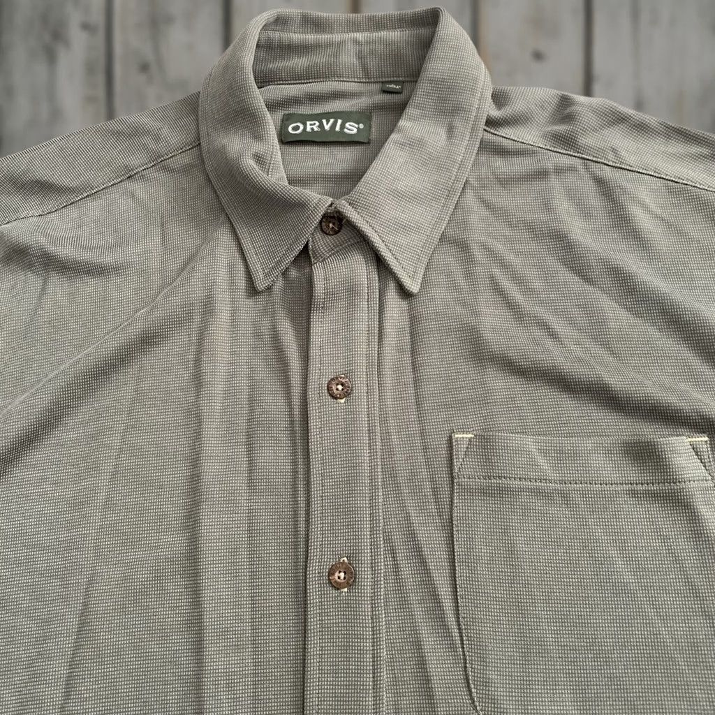 Orvis Orvis Mens Shirt Large Short Sleeve Button Up Sage Green Tencel Knit Casual Size US L / EU 52-54 / 3 - 1 Thumbnail