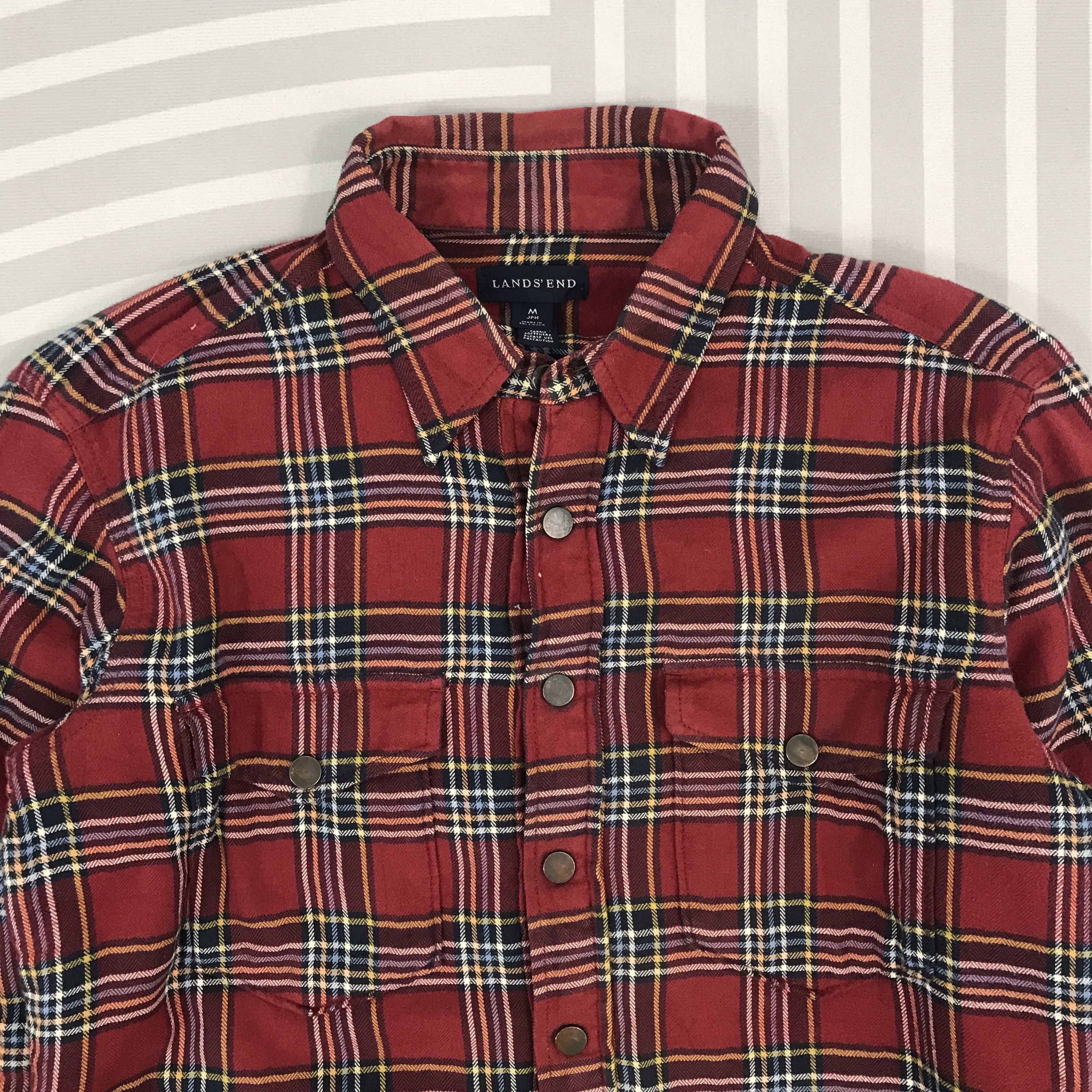 Lands' End × Vintage Vintage Lands end Flannel Snap Button jacket Size US M / EU 48-50 / 2 - 2 Thumbnail