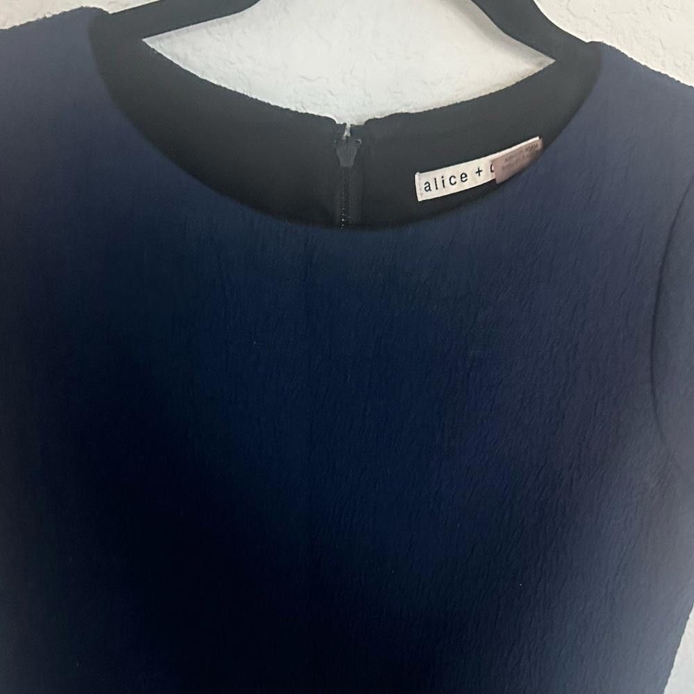 Designer Alice + Olivia Liv Drop-Waist Mini Shift Dress Navy Blue 2 Size XS / US 0-2 / IT 36-38 - 4 Thumbnail
