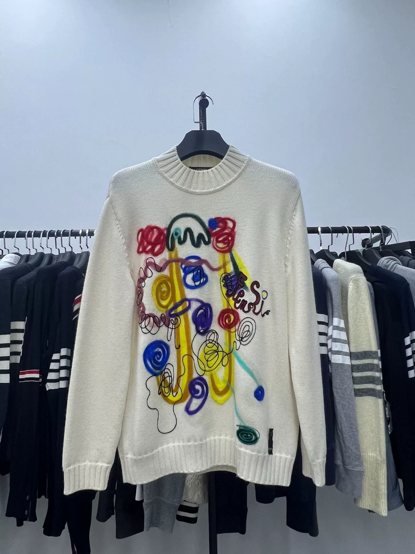 Fendi fendi collaboration knit sweater in white Size US L / EU 52-54 / 3 - 1 Thumbnail