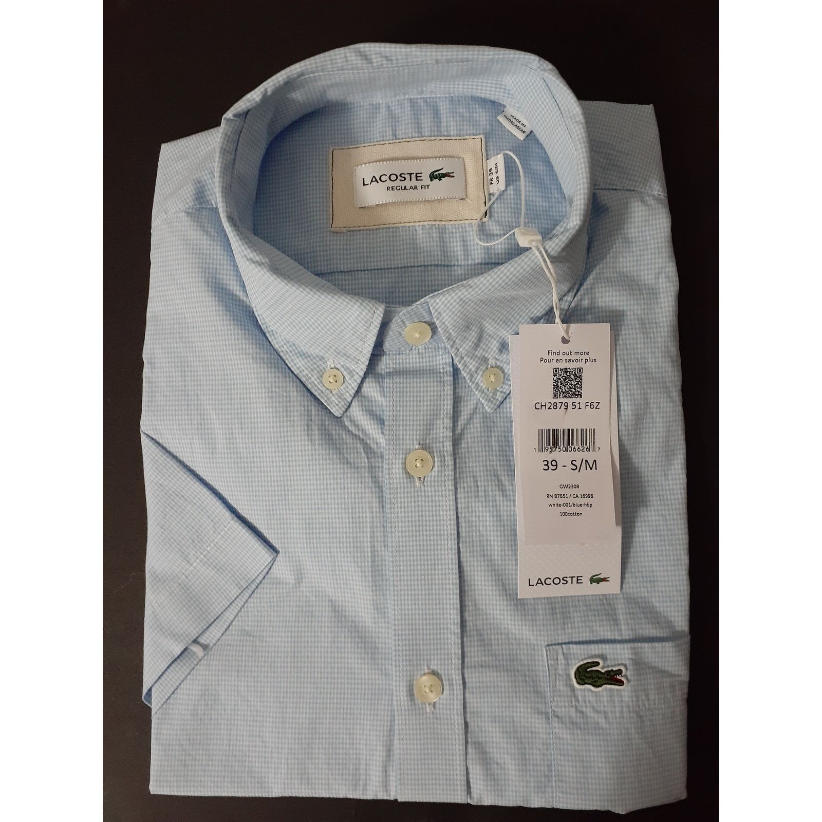 Lacoste Lacoste Mens Collections Short Sleeve Gingham S/M Size US M / EU 48-50 / 2 - 2 Thumbnail