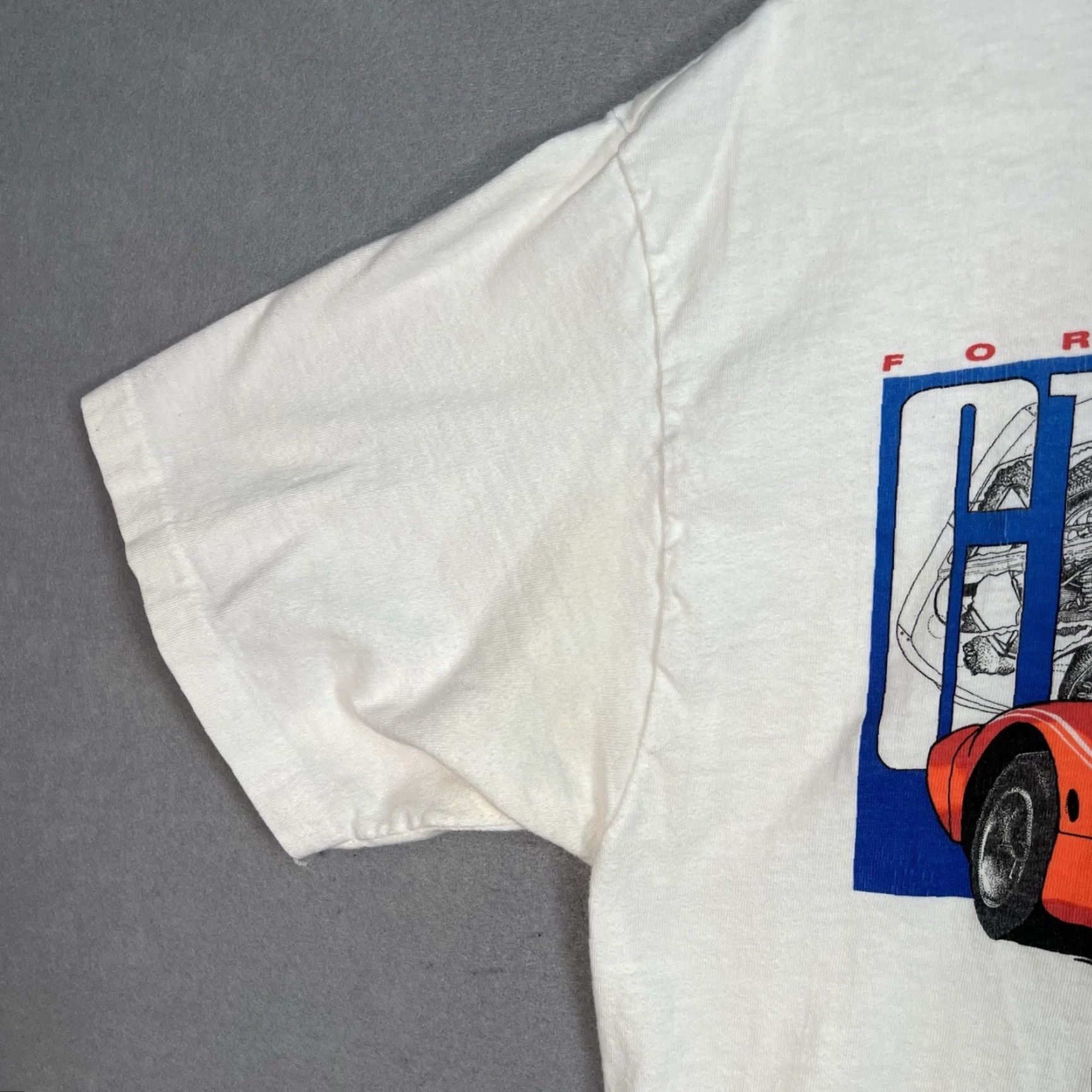 Hanes VINTAGE 1990s Ford GT40 Mark IV Le Mans Racing Car T Shirt Adult Large White Mens Graphic Tee Sportswear Size US L / EU 52-54 / 3 - 6 Thumbnail