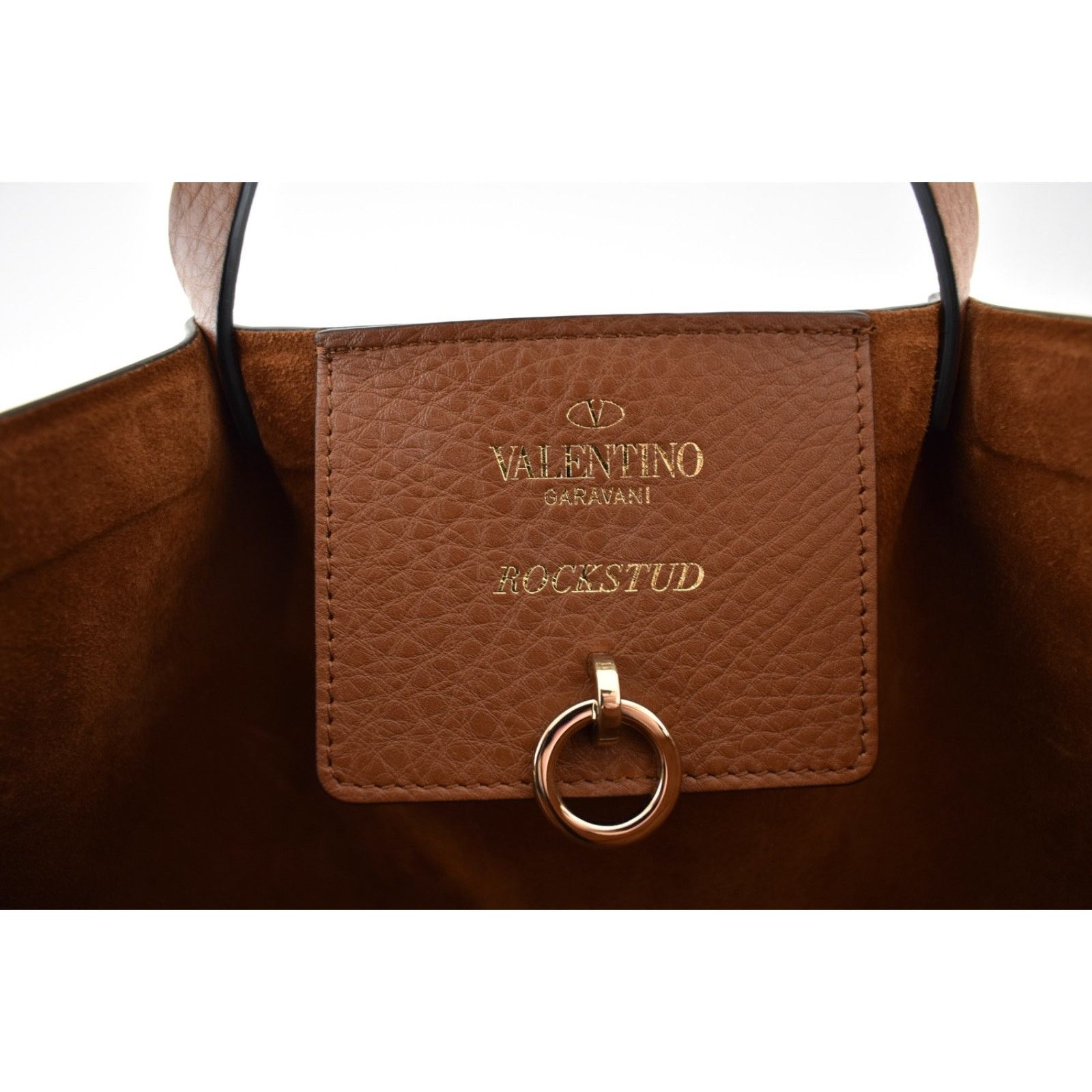 Valentino Valentino Garavani Rockstud Medium Brown Grained Tote Bag Size ONE SIZE - 17 Thumbnail