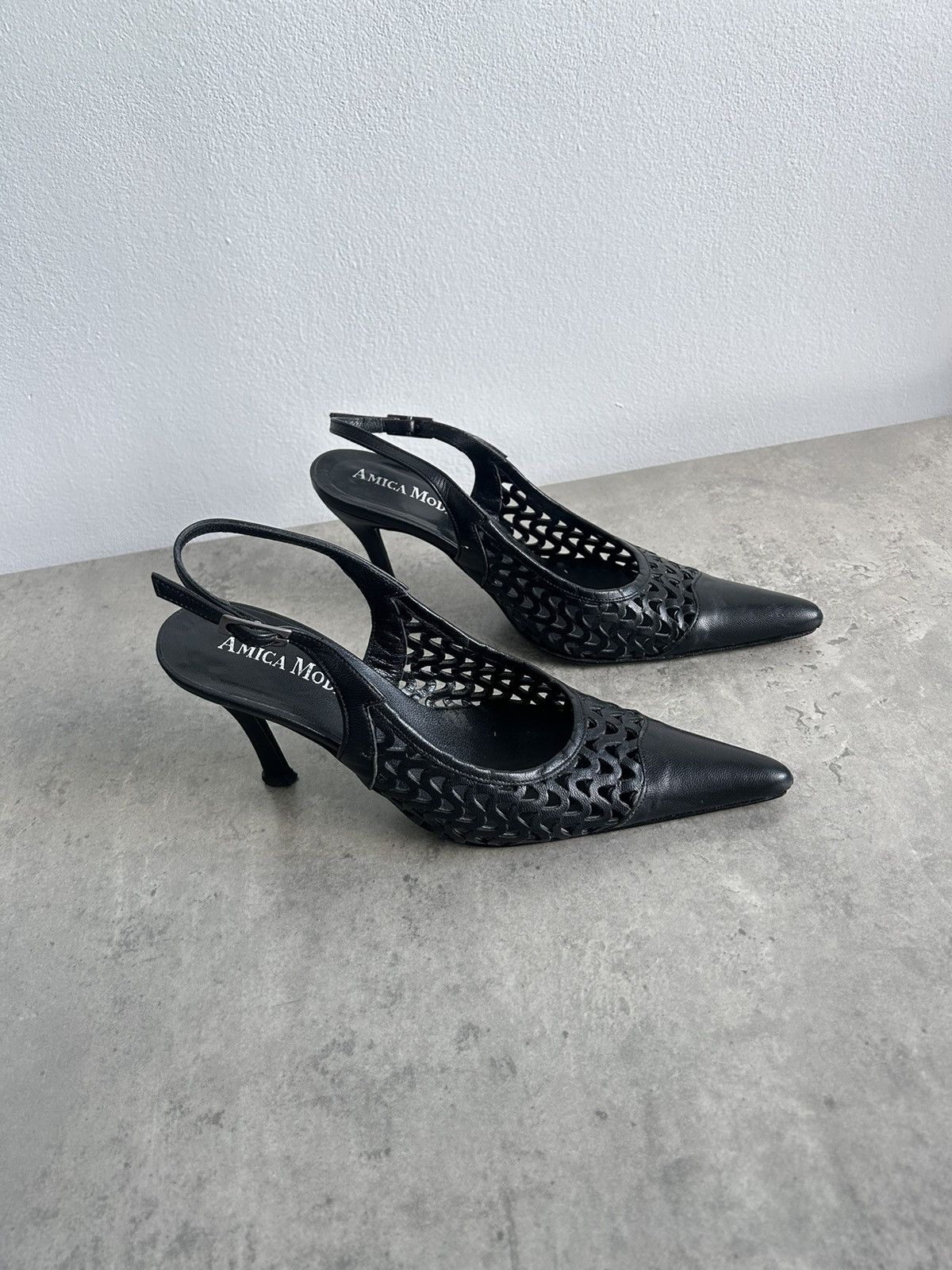 Vintage Vintage leather heels made in Italy kitten Bella hadid Size US 6 / IT 36 - 4 Thumbnail
