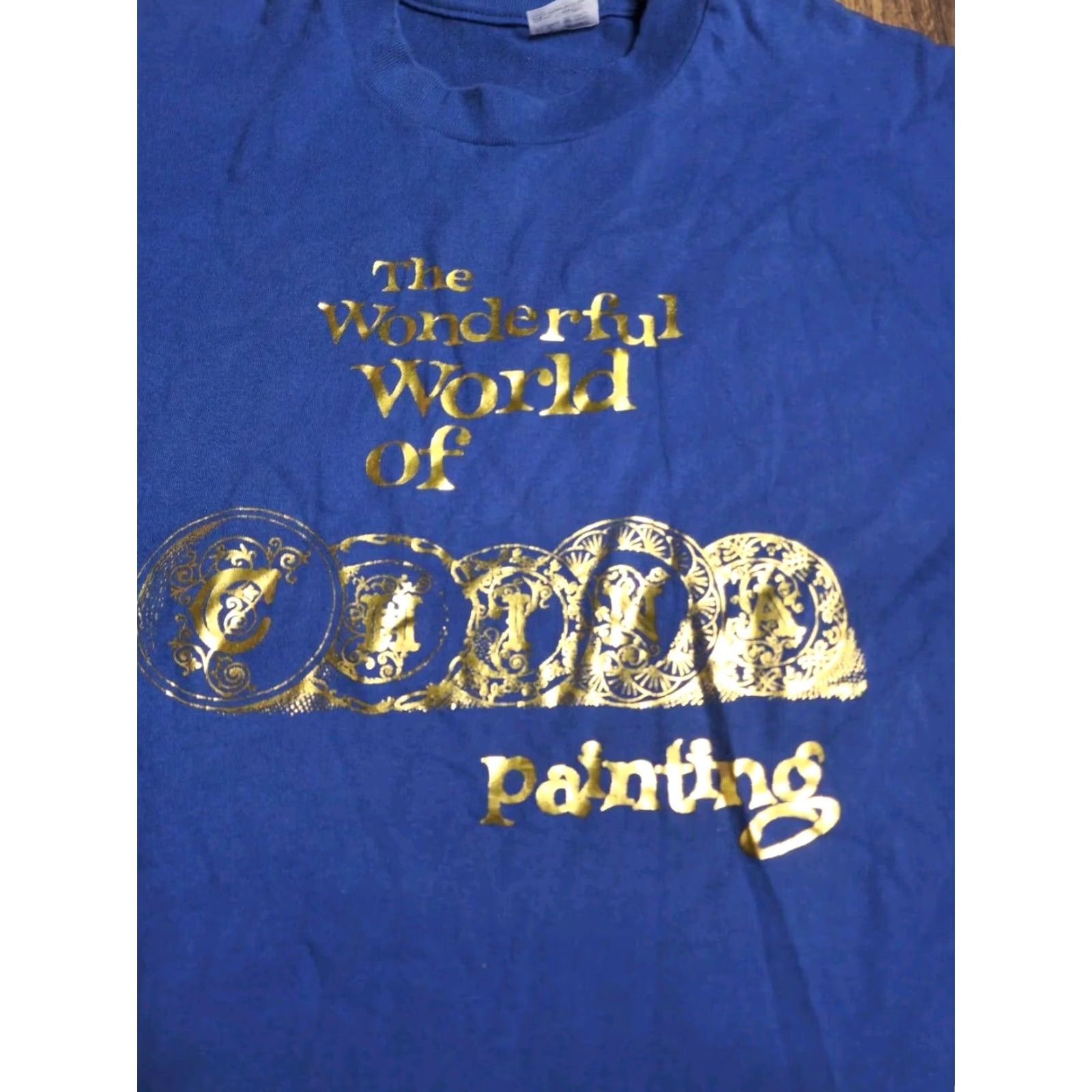 Vintage VINTAGE The Wonderful World of China Painting T Shirt 2XL Stedman Blue Cotton Blend 50/50 Size US XXL / EU 58 / 5 - 2 Thumbnail