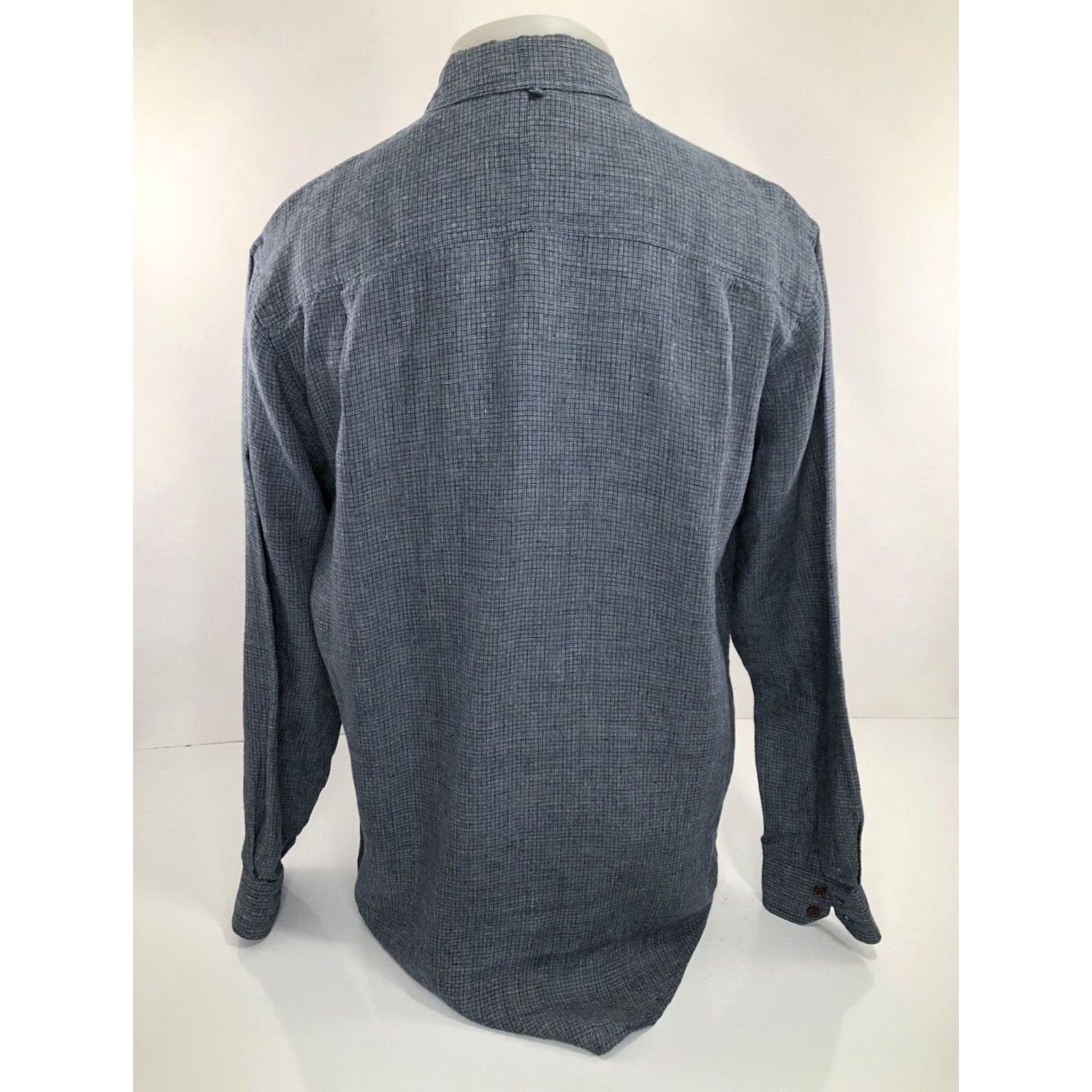 The Territory Ahead Territory Ahead Linen Mens MEDIUM TALL Shirt Long Sleeve Button-Up Blue/Grey/White C2 Menssigned Size US M / EU 48-50 / 2 - 4 Thumbnail
