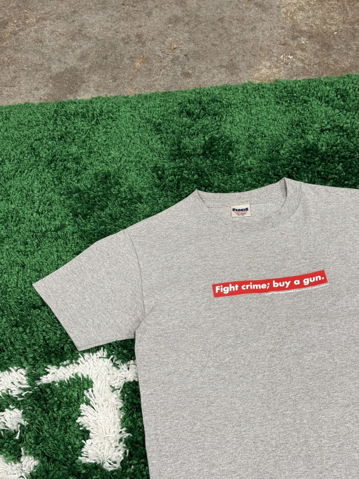 FUCT × Fuck The Population Fuck the Population x Fuct Fight Crime Buy Gun Tee Grey FTP Size US S / EU 44-46 / 1 - 2 Thumbnail