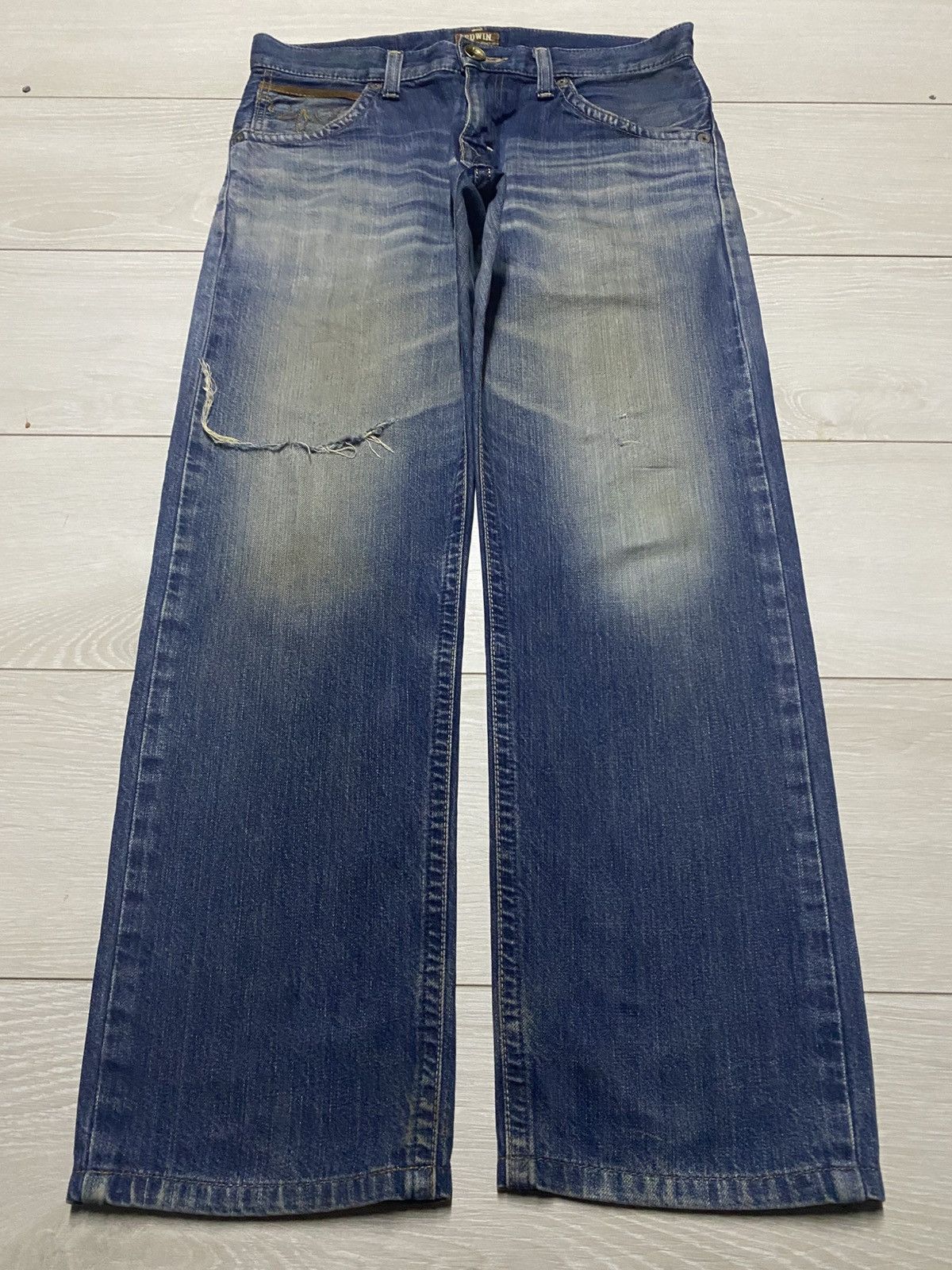 Junya Watanabe Edwin Exclusive Vintage Mud Wash Distressed Loose Jeans Size US 32 / EU 48 - 1 Thumbnail