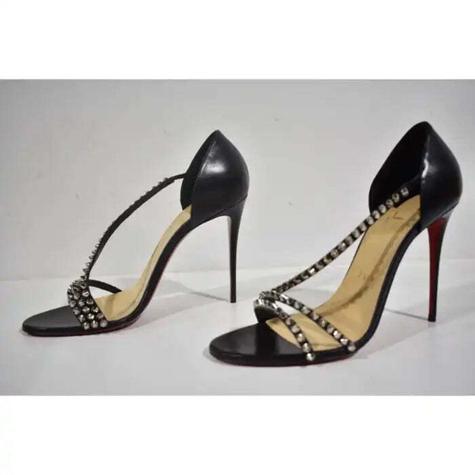 Christian Louboutin So Spike 100 Black Silver Ankle Strap Sandal Heel Pump 41 Size US 11 / IT 41 - 10 Thumbnail