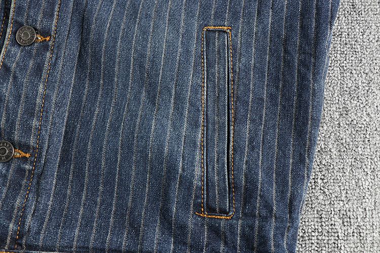 Japanese Brand × Other American Classic Striped Old Vintage Washed Denim Jacket Size US L / EU 52-54 / 3 - 6 Thumbnail
