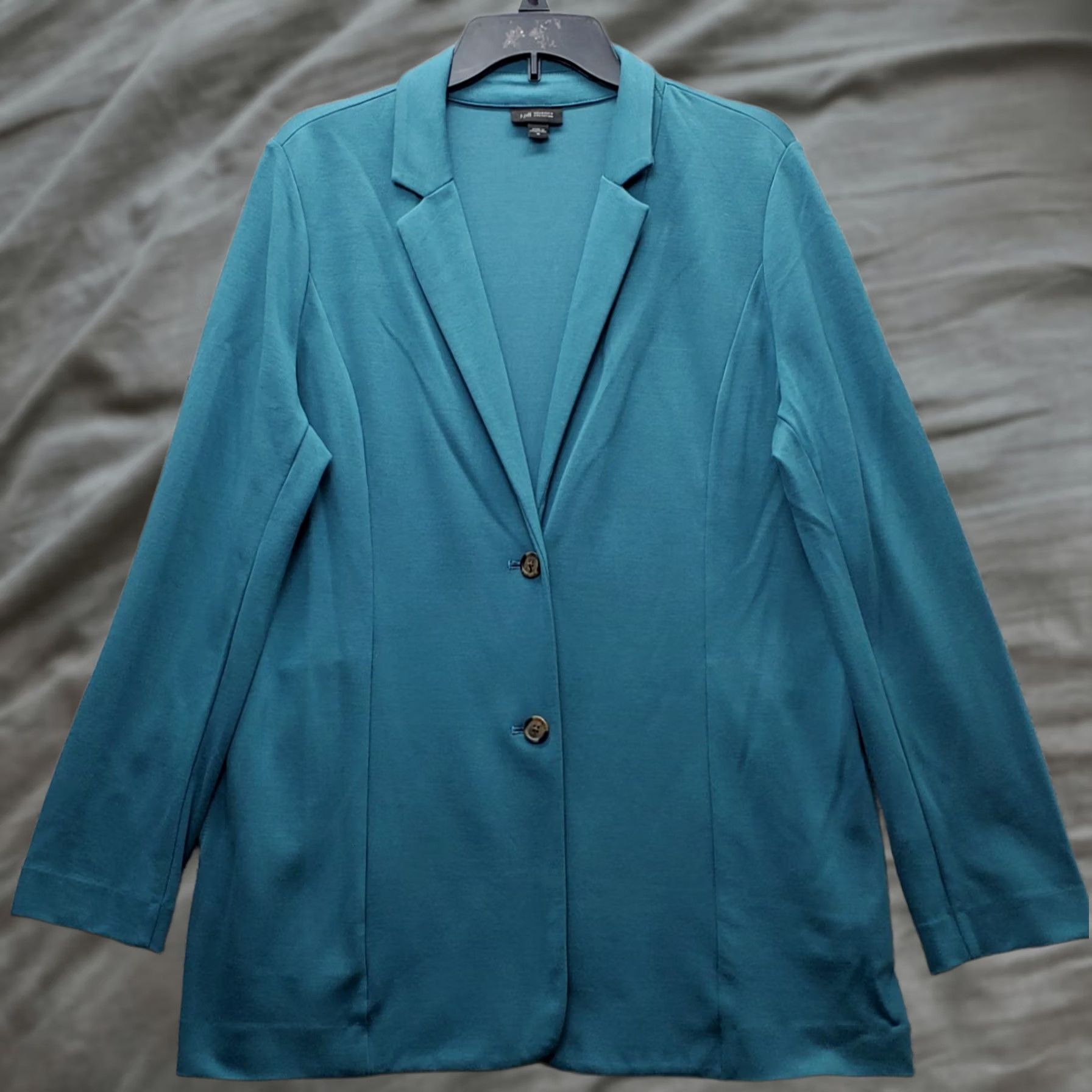J. Jill J. Jill Wearever Collection Blazer Women Medium Blue Notch Lapel Single Breasted - Black & White Striped Size M / US 6-8 / IT 42-44 - 1 Thumbnail