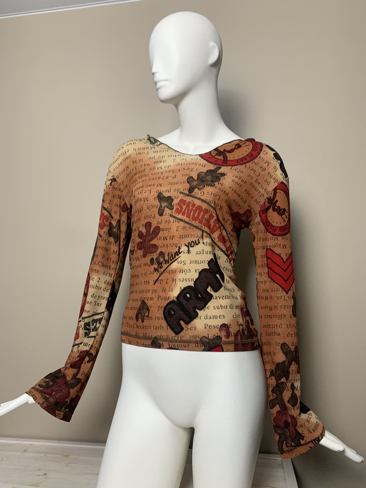 Vintage VINTAGE Y2K PRINTED LONG SLEEVE JEAN PAUL GAULTIER STYLE Size M / US 6-8 / IT 42-44 - 1 Thumbnail