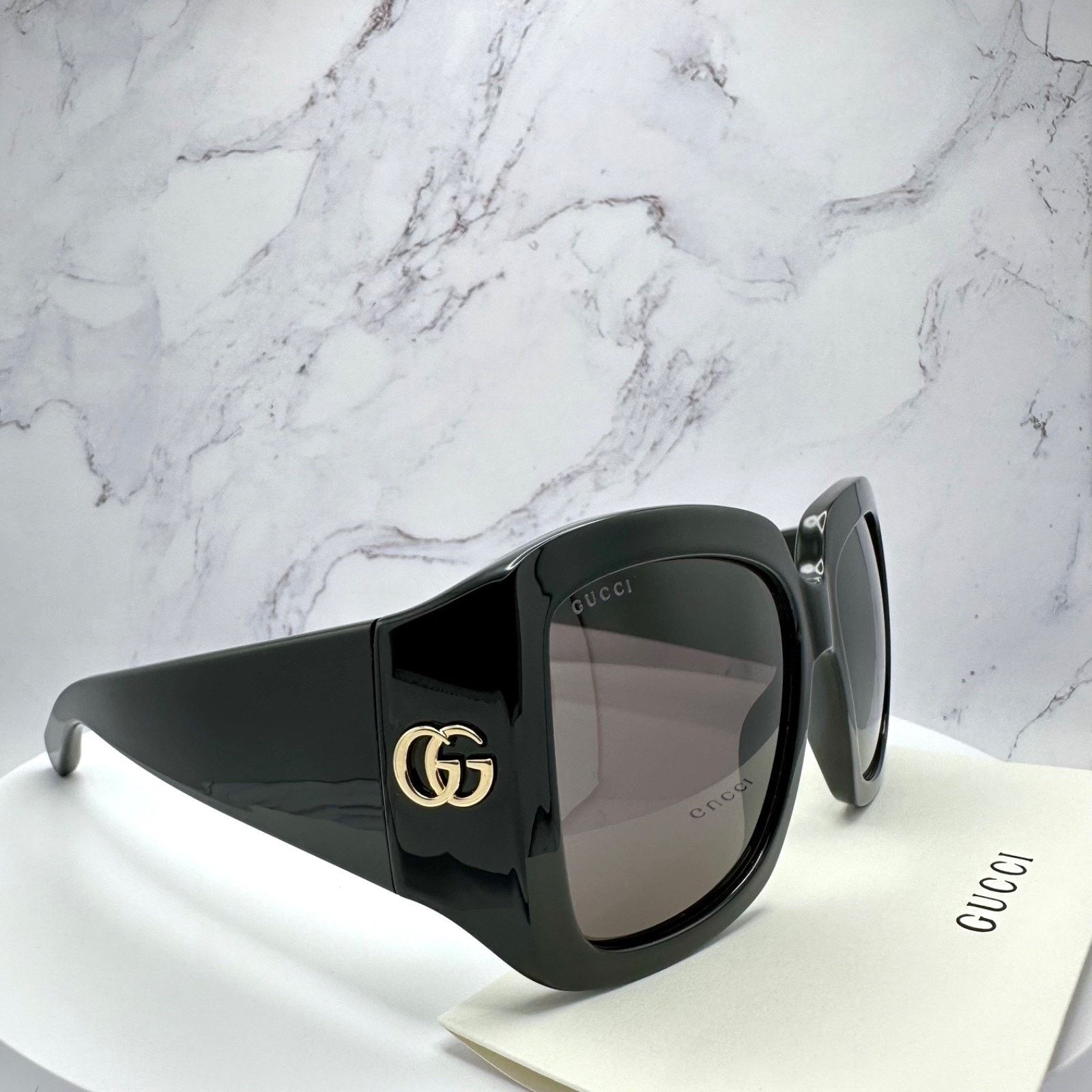 Gucci New GUCCI Sunglasses Wrap Square Black Gold Metal Authentic Size ONE SIZE - 3 Thumbnail