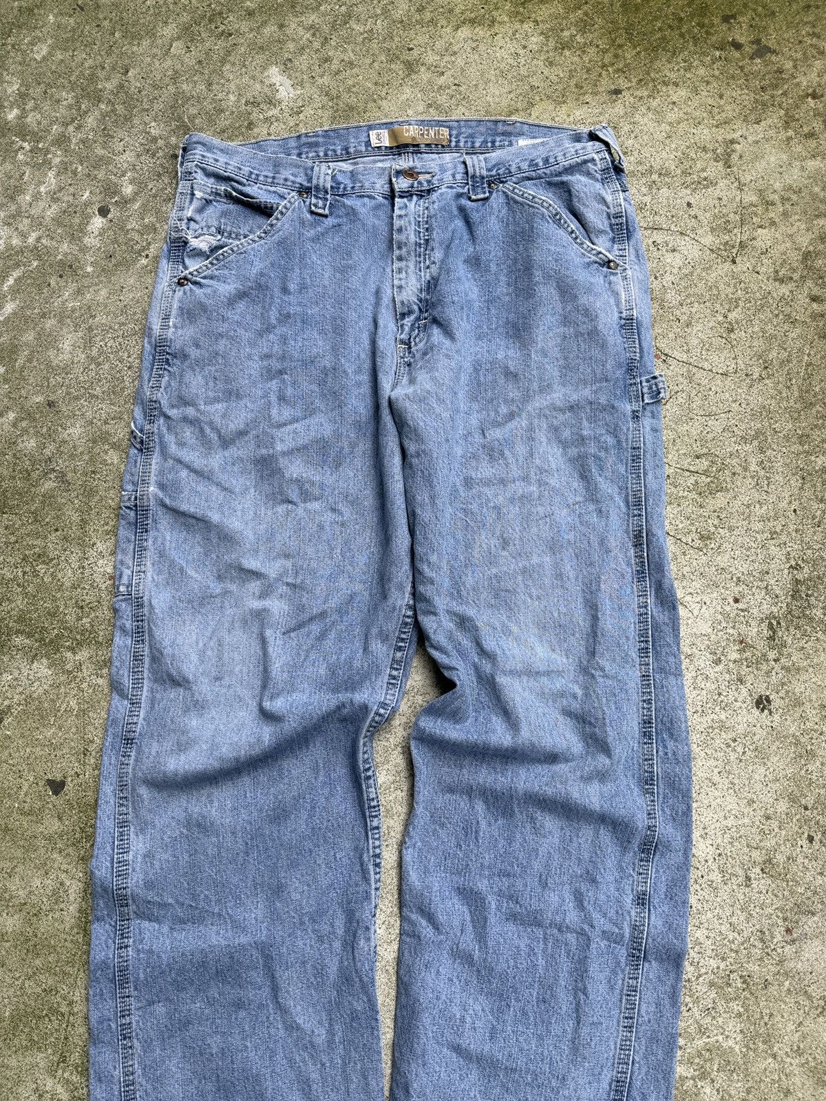Vintage Faded Light Wash Lee Thrashed Carpenter Jeans ERD Grunge Size US 36 / EU 52 - 5 Thumbnail