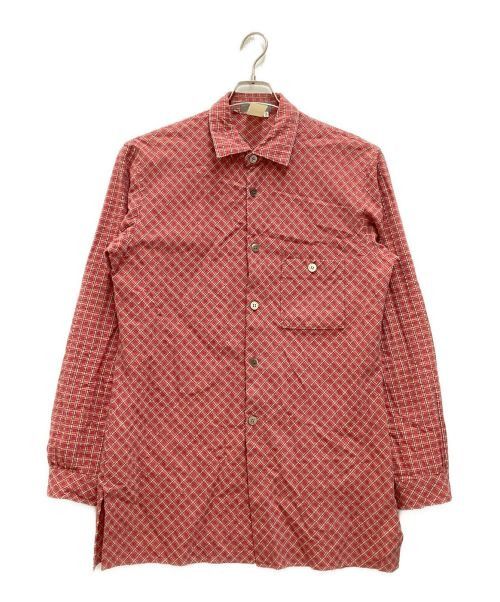 image of Yohji Yamamoto Pour Homme Ripple Bias Check Shirt in Red, Men's (Size Large)