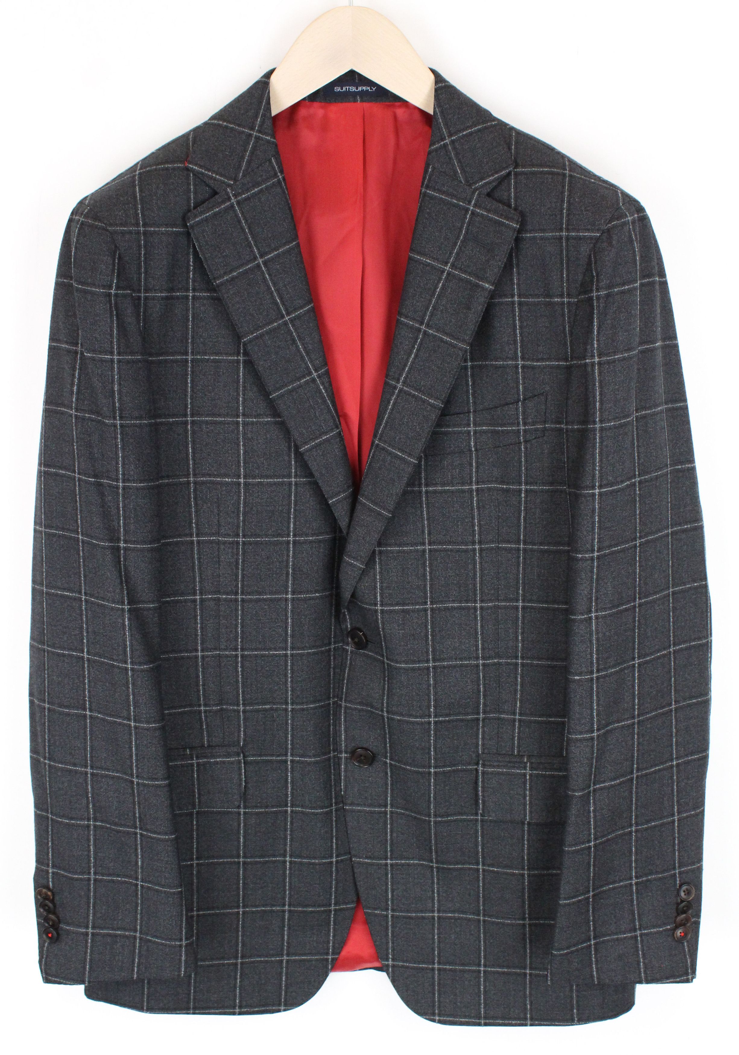 image of Suitsupply Sienna Uk40R Woolen Checkered Dark Grey Blazer 54308, Men's