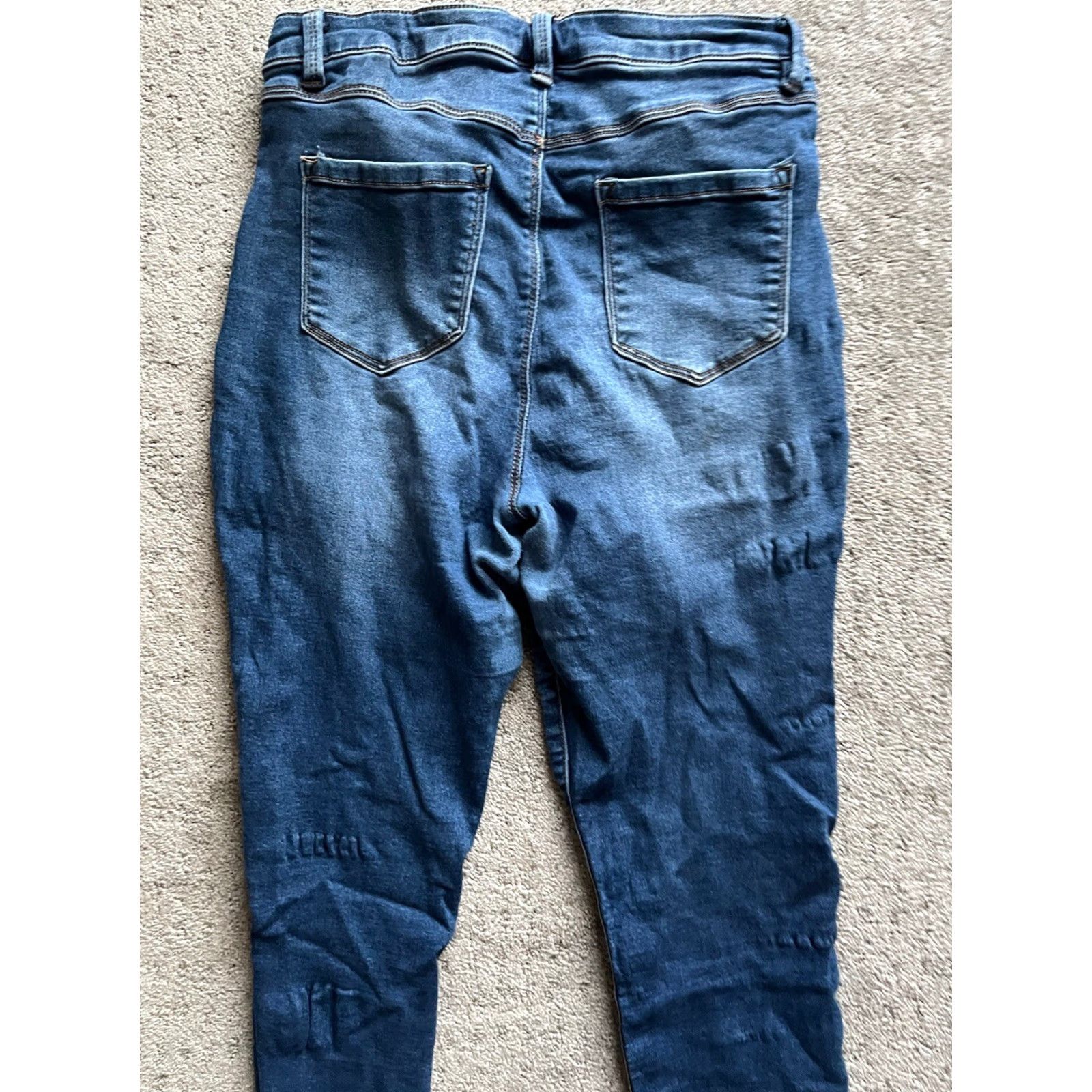 Vintage D.Jeans Womens Jeans Skinny Mid Rise Stretch Cotton Blend Solid Blue 12 Regular Belt Loops 5-Pocket Denim Size 34" / US 12 / IT 48 - 4 Thumbnail
