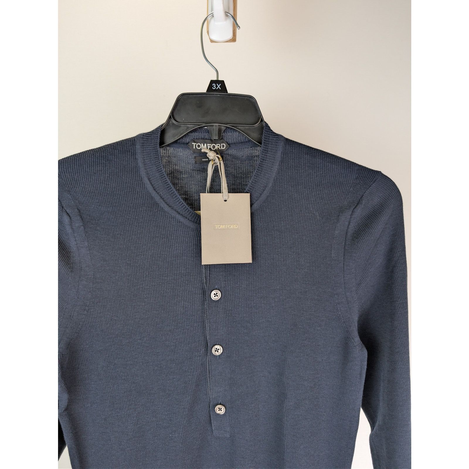 Tom Ford o1rshd1 Henley Shirt in Navy Blue Size US S / EU 44-46 / 1 - 7 Thumbnail