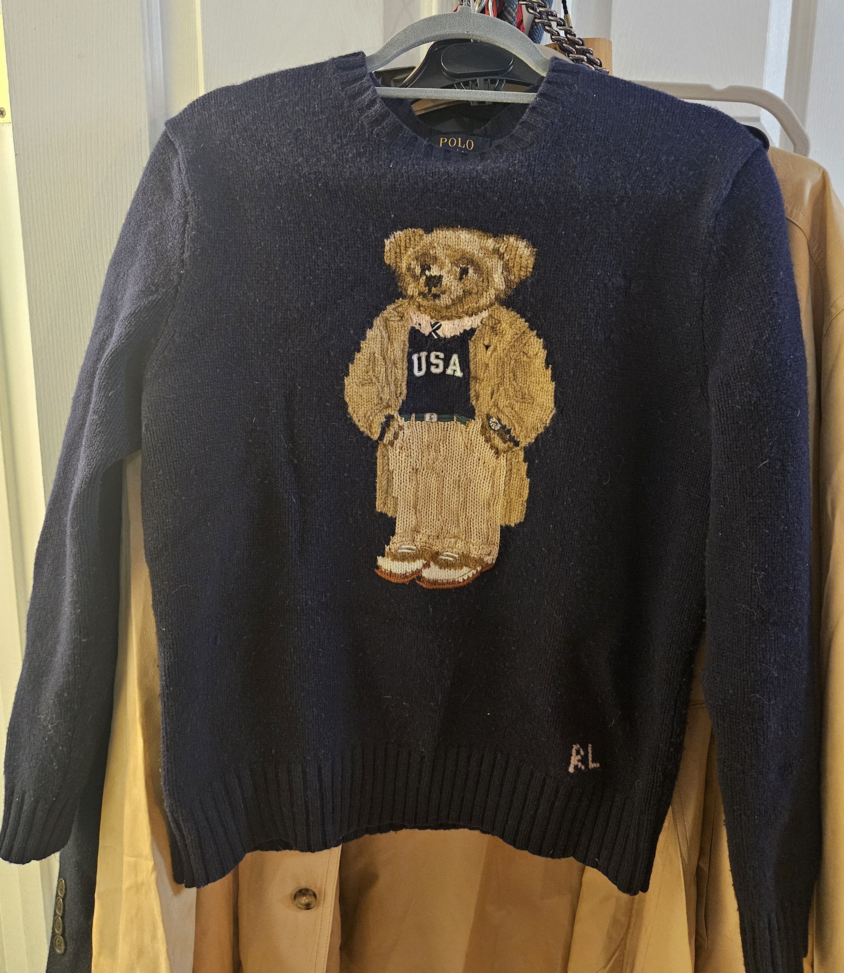 Polo Ralph Lauren 🔥 POLO RALPH LAUREN USA BEAR SWEATER – WOVEN GRAIL – $450 Size US S / EU 44-46 / 1 - 1 Thumbnail
