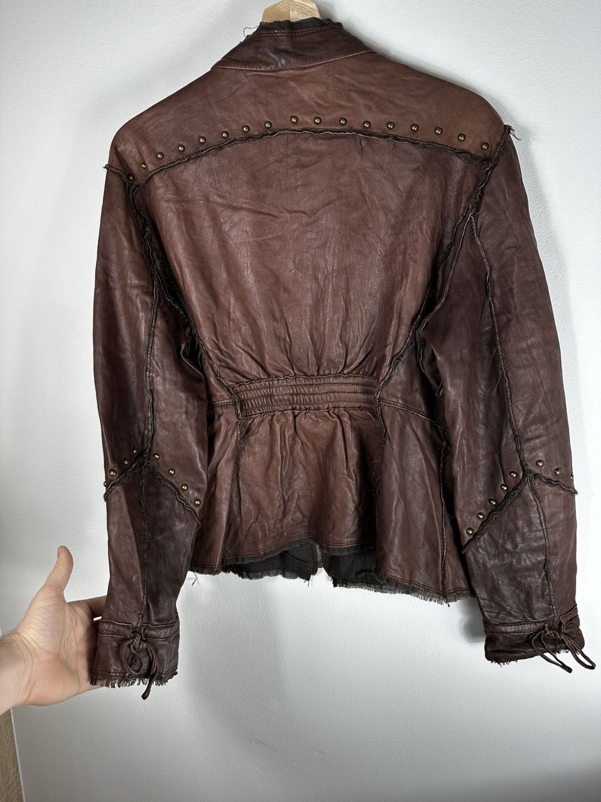 Leather Vintage Lederjacke Braun – Italian Real Leather Kor@kor Size S / US 4 / IT 40 - 6 Thumbnail