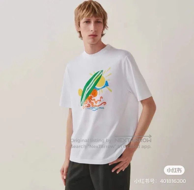 Hermes Hermes Printed white T-shirt Size US M / EU 48-50 / 2 - 9 Thumbnail