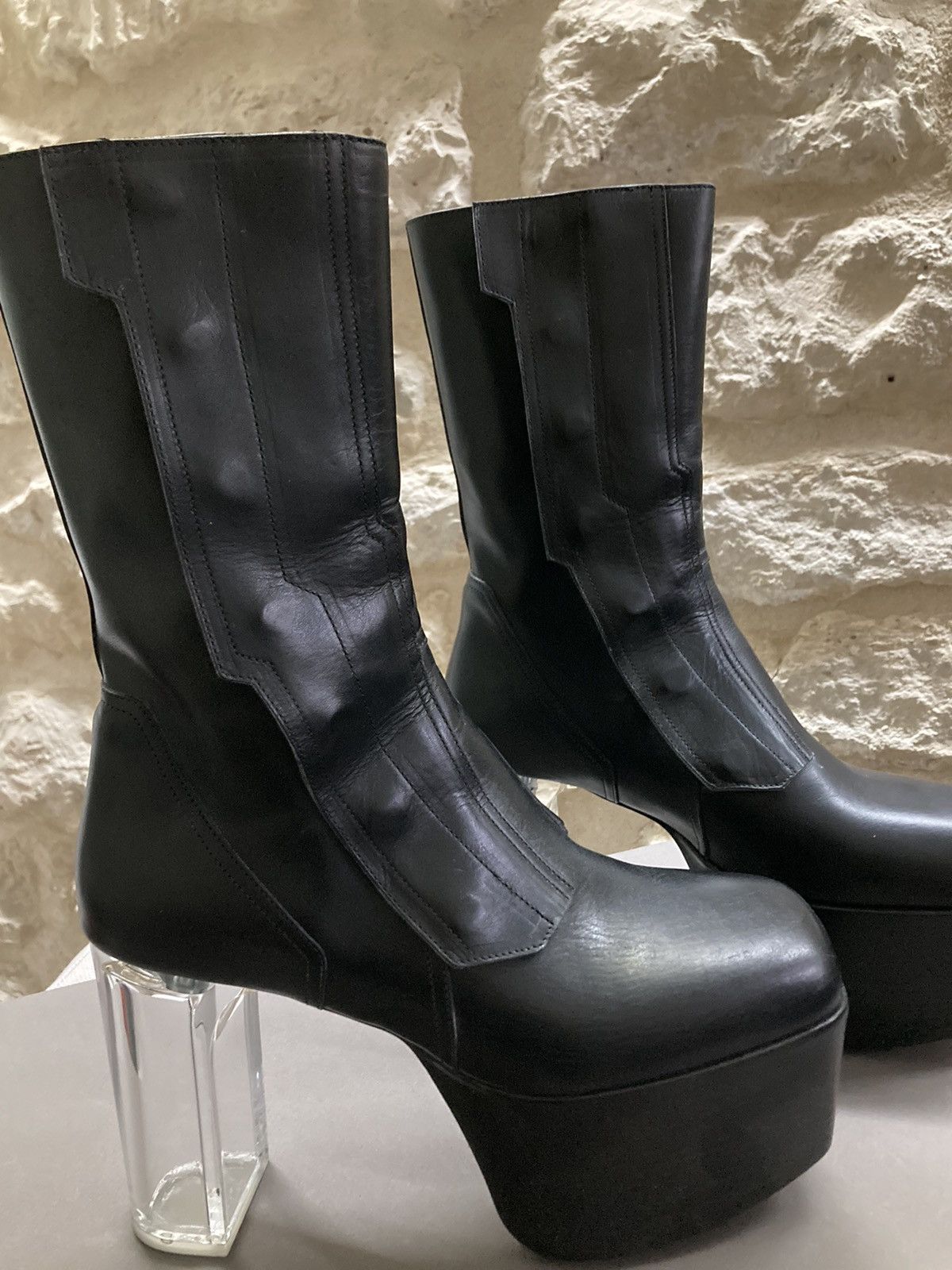 Rick Owens NEVER WORN Biker platform leather boots by Rick Owens Size US 9 / EU 42 - 10 Thumbnail