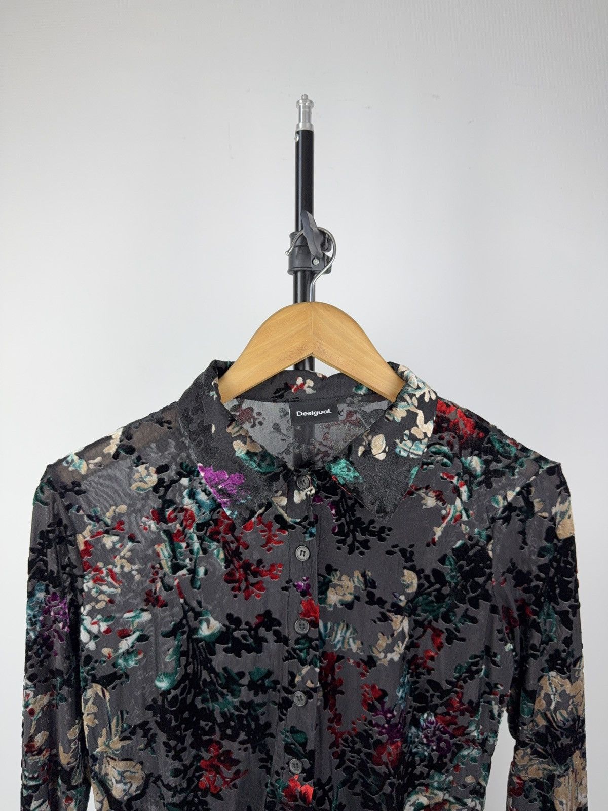 Desigual × Japanese Brand Desigual floral velvet mesh blouse vintage sheer y2k art Size S / US 4 / IT 40 - 2 Thumbnail