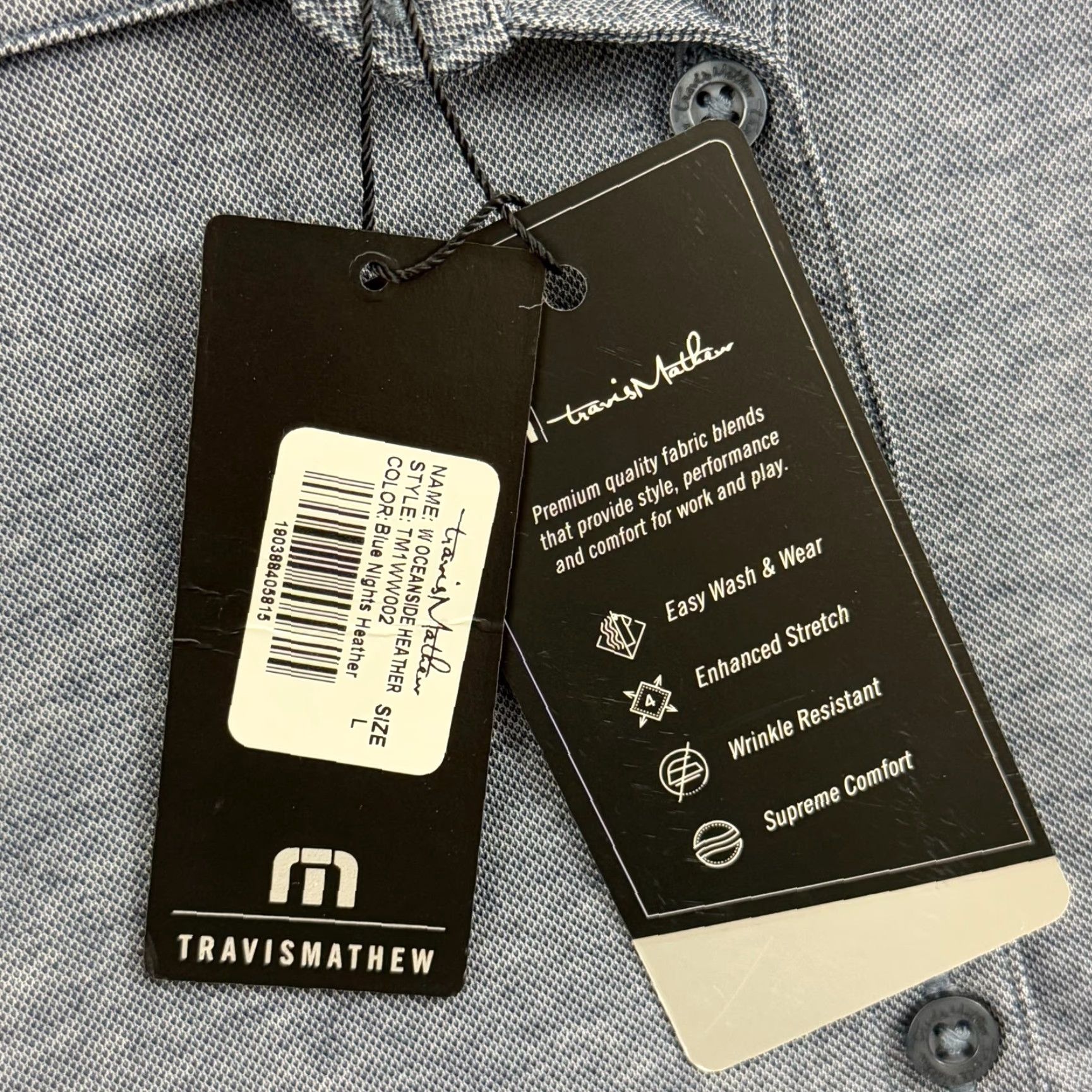 TravisMathew Travis Mathew Shirt Mens Large Gray Short Sleeve Polo Oceanside Casual Golf NWT Size US L / EU 52-54 / 3 - 7 Thumbnail