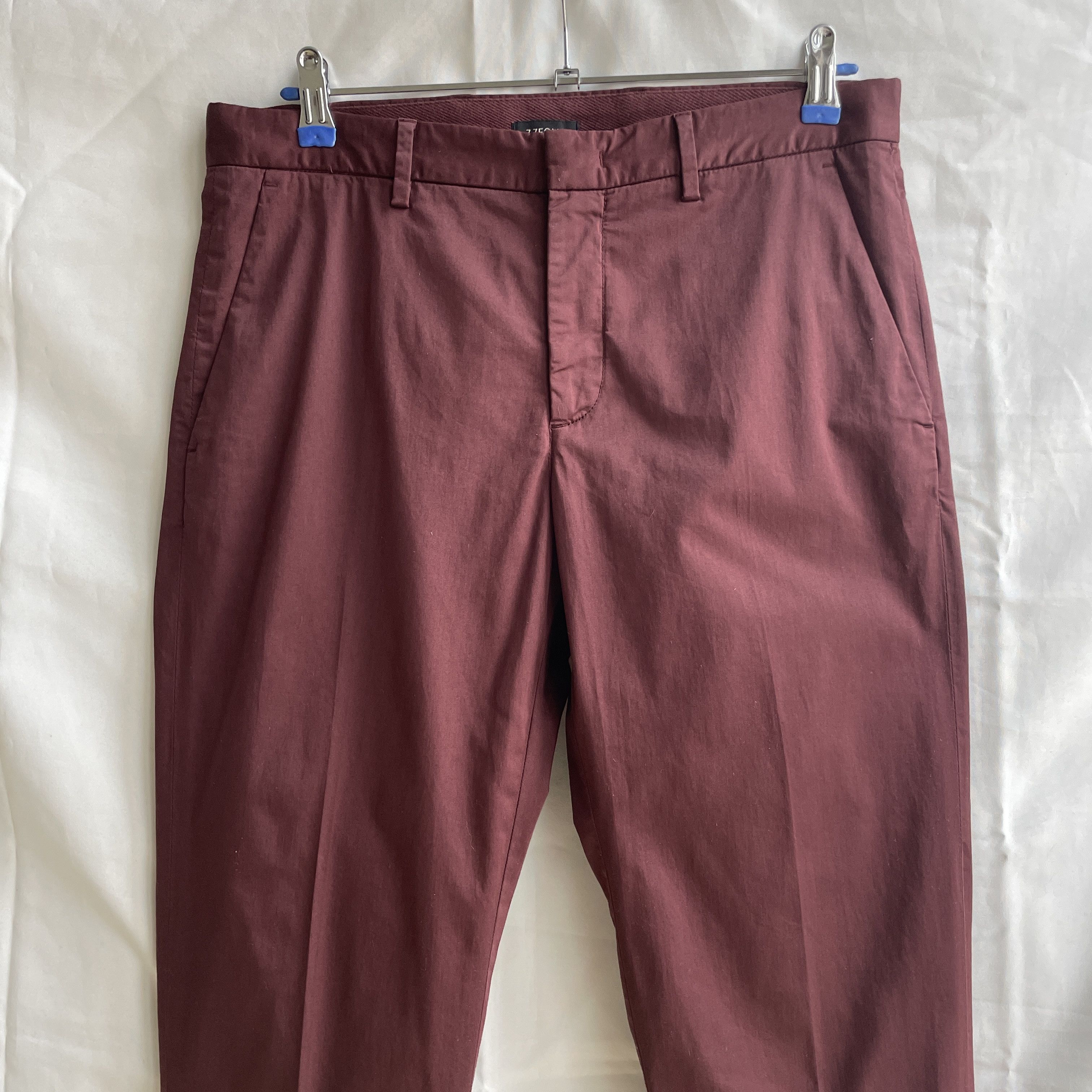 Z Zegna Z Zegna Slim Fit Cotton Bordeaux Chino Trousers Size US 33 - 3 Thumbnail