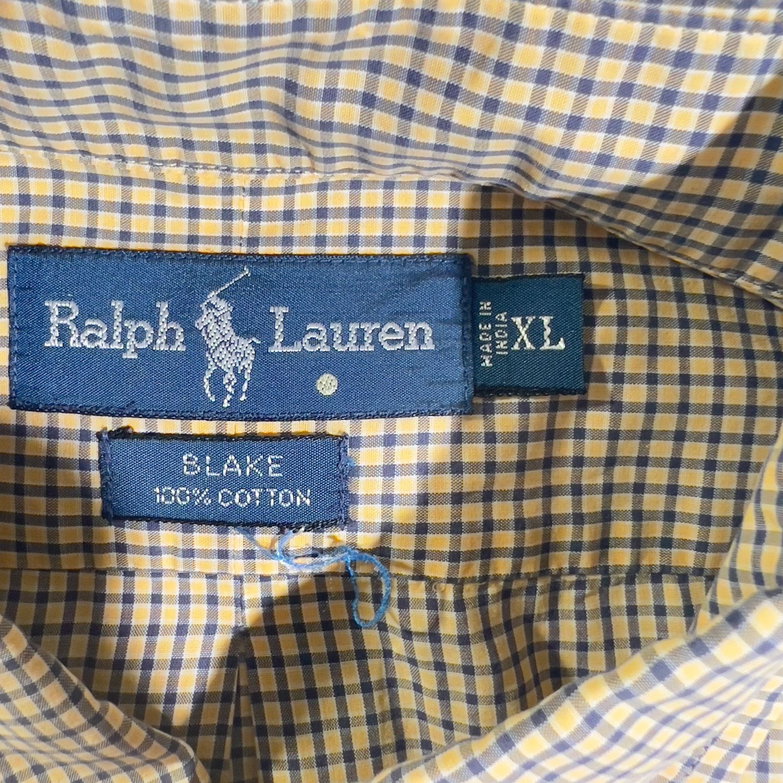 Ralph Lauren Ralph Lauren Button Shirt Blake Cut XL Yellow & Navy Check Size US XL / EU 56 / 4 - 2 Thumbnail