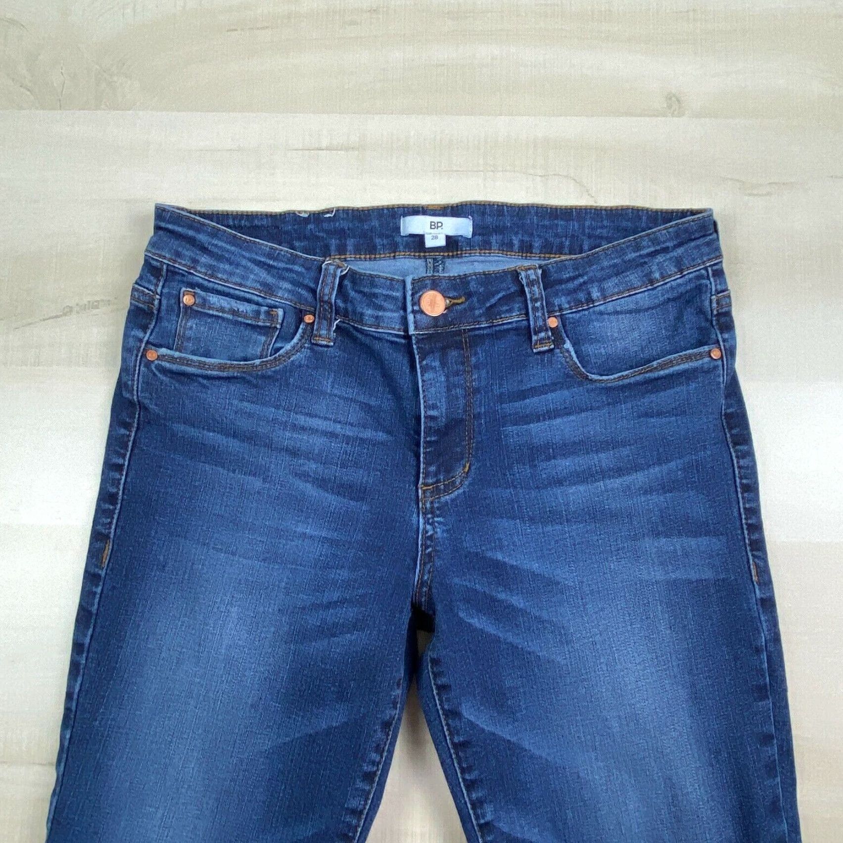 Vintage BP Womens Skinny Jeans 28 28x25 Extra Large Blue Mid Rise Raw Hem Medium Wash Denim Stretch Size 28" / US 6 / IT 42 - 2 Thumbnail
