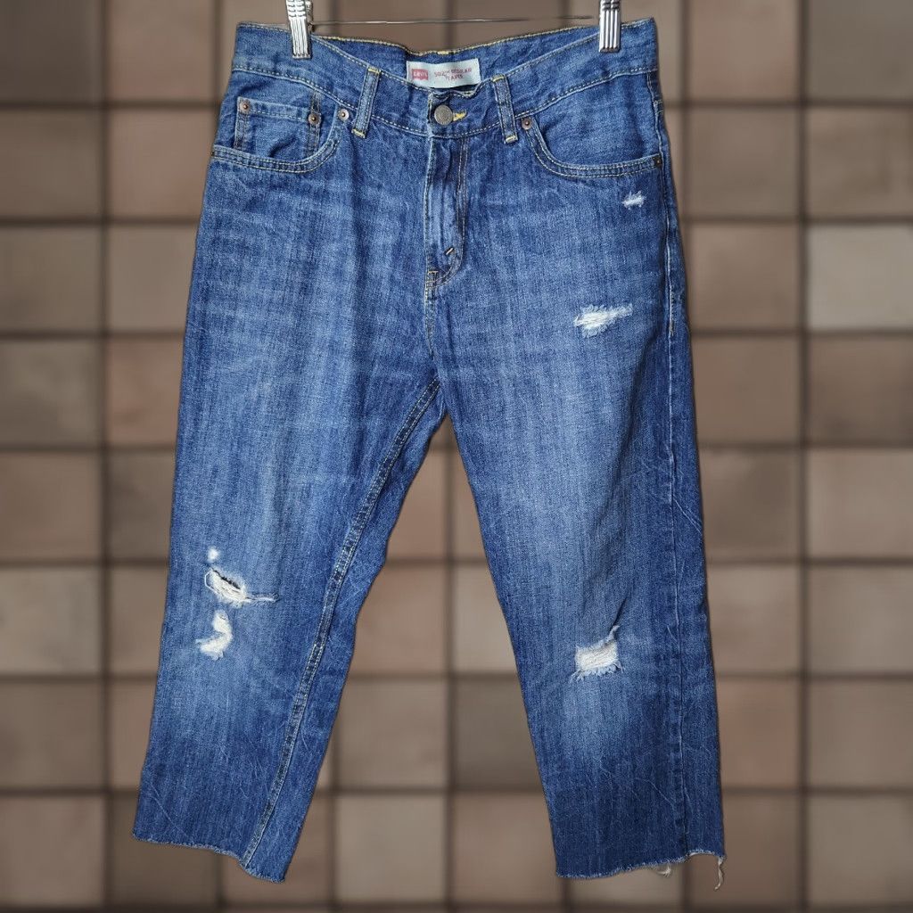 Levi's Levi's 502 Cropped Jeans - Women's Denim Jeans, Mid Rise, Tapered, Blue, 29, Distressed, Pockets, Stretch, Regular Size 29" - 1 Thumbnail