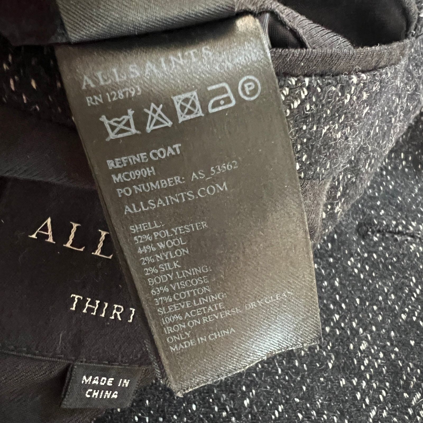 Allsaints AllSaints REFINE COAT Charcoal Gray Wool Blend Mens Size 36 Size US S / EU 44-46 / 1 - 8 Thumbnail