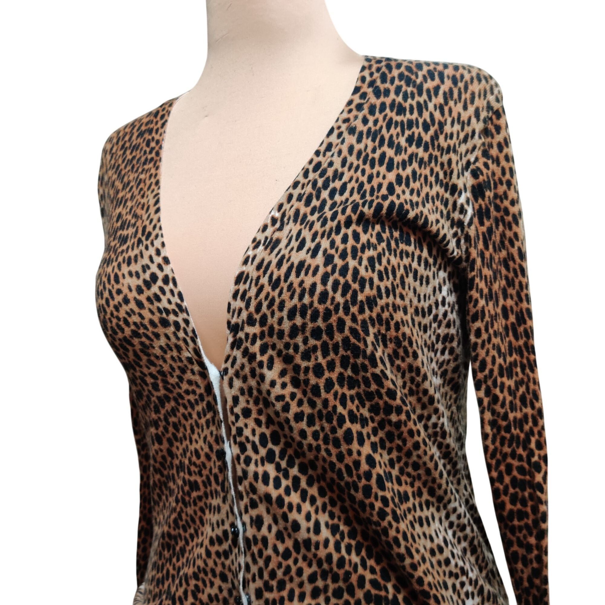 Other New York Company L Leopard Print Button Front V Neck Long Sl Size L / US 10 / IT 46 - 3 Thumbnail