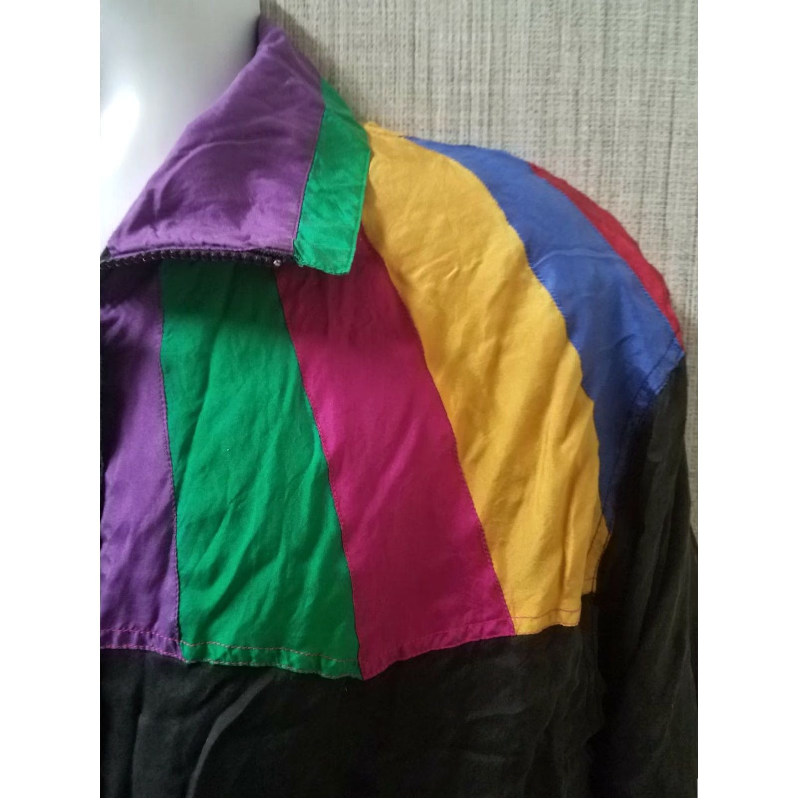 Express VINTAGE Express 100% Silk Windbreaker Jacket Womens M Black 80s Details Slik Hundred% Slk? Size M / US 6-8 / IT 42-44 - 3 Thumbnail