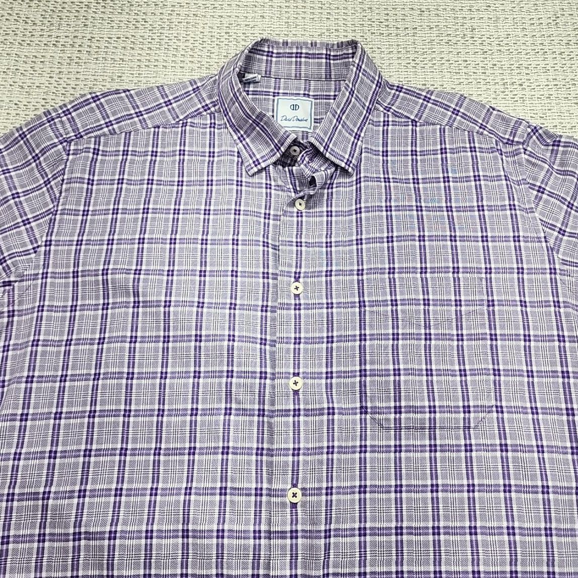 David Donahue David Donahue Shirt Mens XL Purple Plaid Checks 100% Cotton Button-Up Casual Dress Size US XL / EU 56 / 4 - 4 Thumbnail