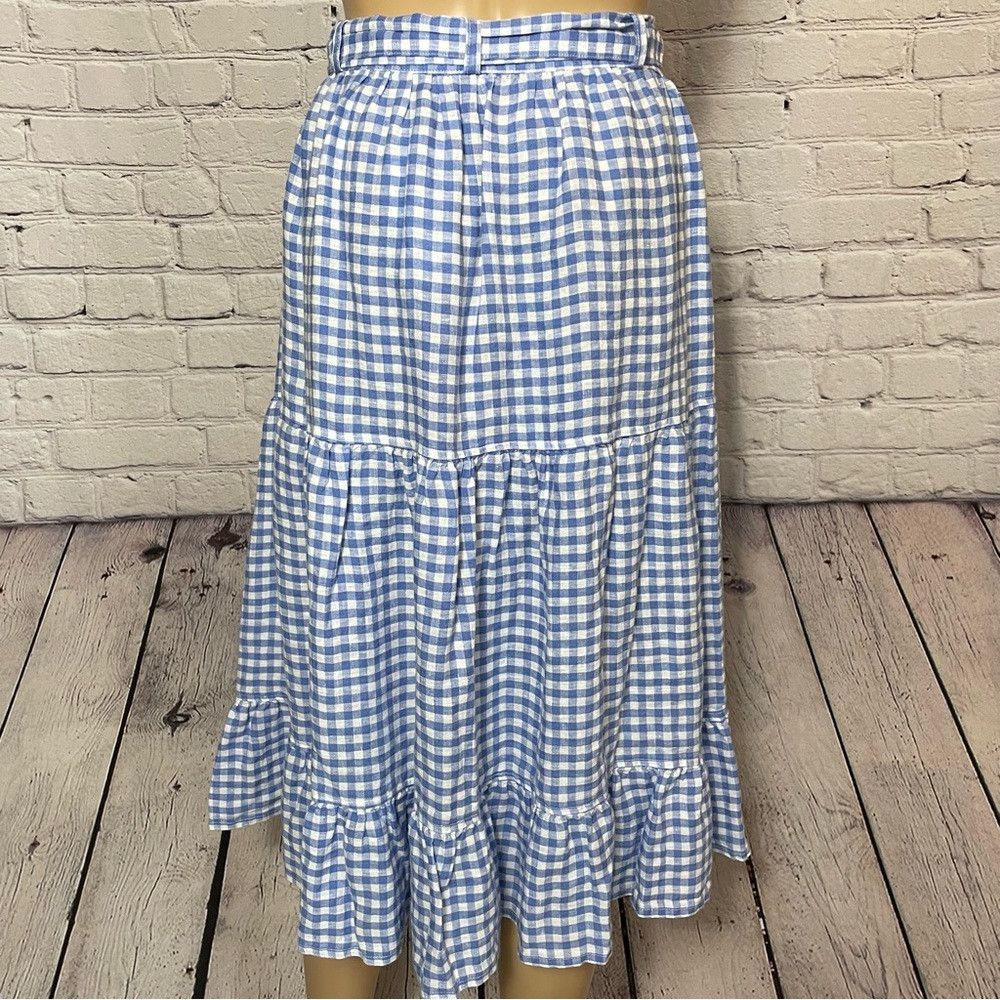 Polo Ralph Lauren NWT New $198 Polo Ralph Lauren Gingham Linen Tiered Midi Bl Size 30" / US 8 / IT 44 - 4 Thumbnail