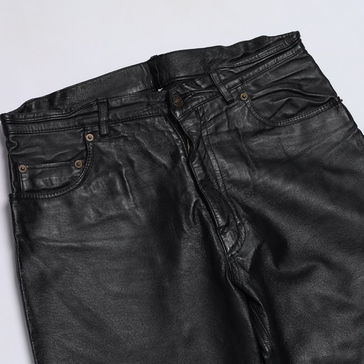 Genuine Leather Vintage Biker Leather Pants ykk Gore Size US 33 - 7 Thumbnail