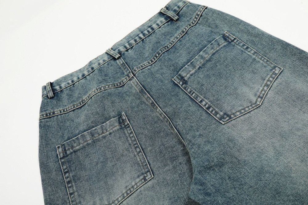 Jean Men's punk distressed washed straight embroidered jeans Size US 32 / EU 48 - 5 Thumbnail