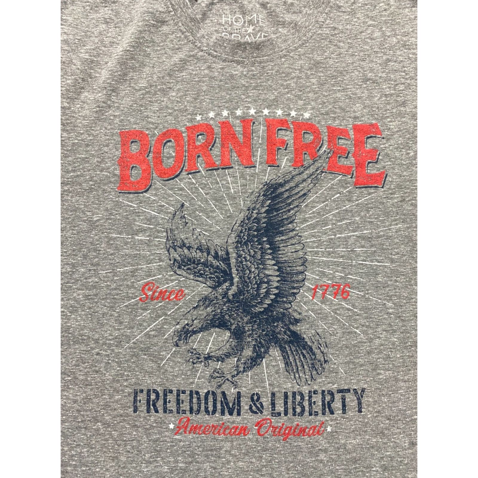 Born Born Free Men's T-Shirt Large Gray Graphic USA American Logo Home of the Brave Shirt Men L Gray Graphic Logo USA Everyday Wear Size US L / EU 52-54 / 3 - 2 Thumbnail