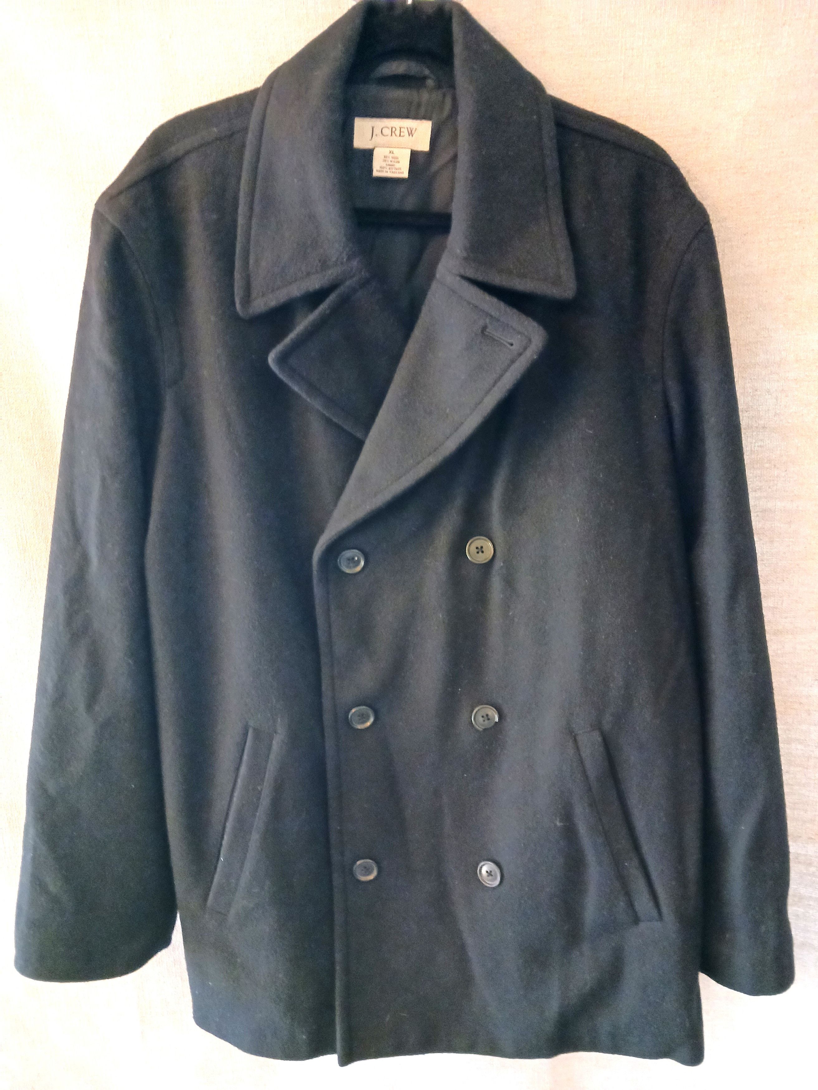 J.Crew Men's Wool Blend Black Pea Coat Size US XL / EU 56 / 4 - 1 Thumbnail