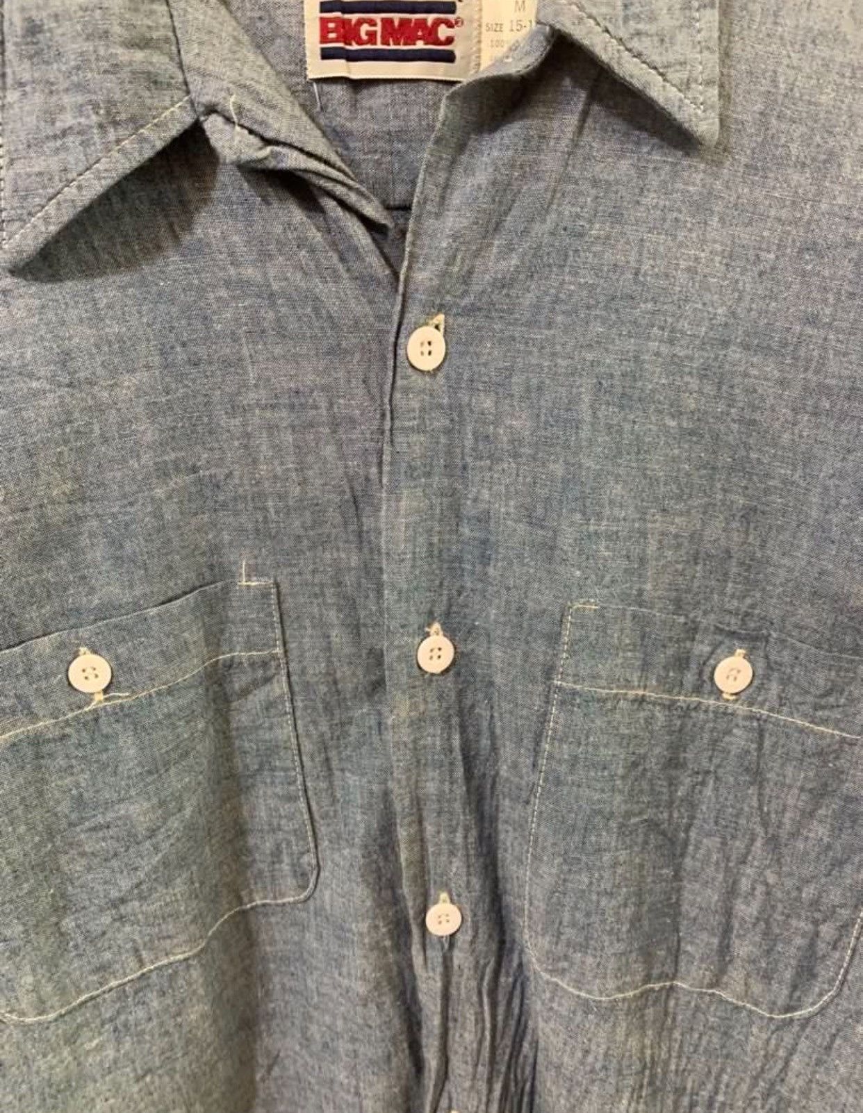 Big Mac Bicmac 80s vintage chambray shirt double pocket Size US L / EU 52-54 / 3 - 7 Thumbnail