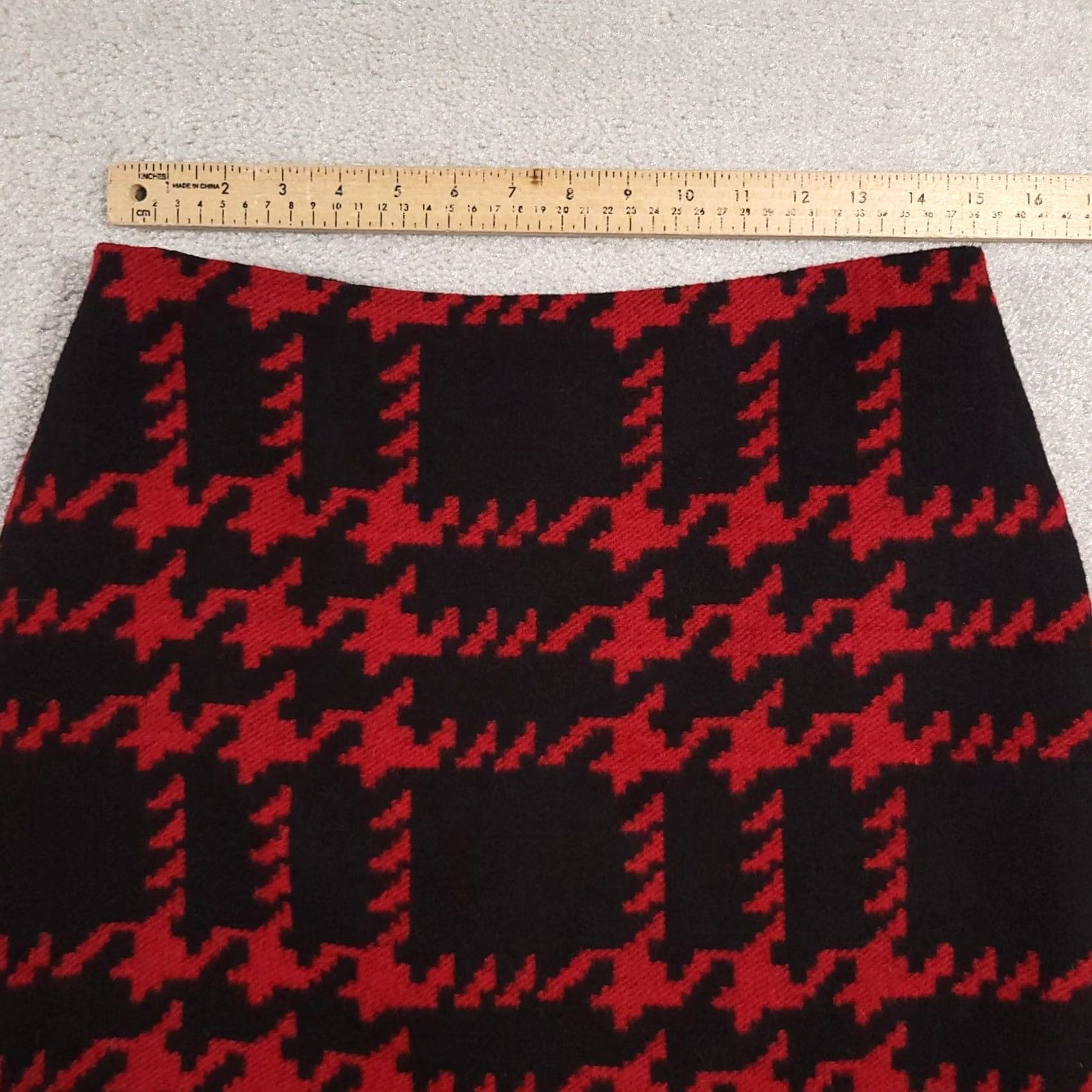 Talbots Talbots Skirt Womens 6 Red Houndstooth Wool Blend Pencil Lined Career Work Size 28" / US 6 / IT 42 - 4 Thumbnail