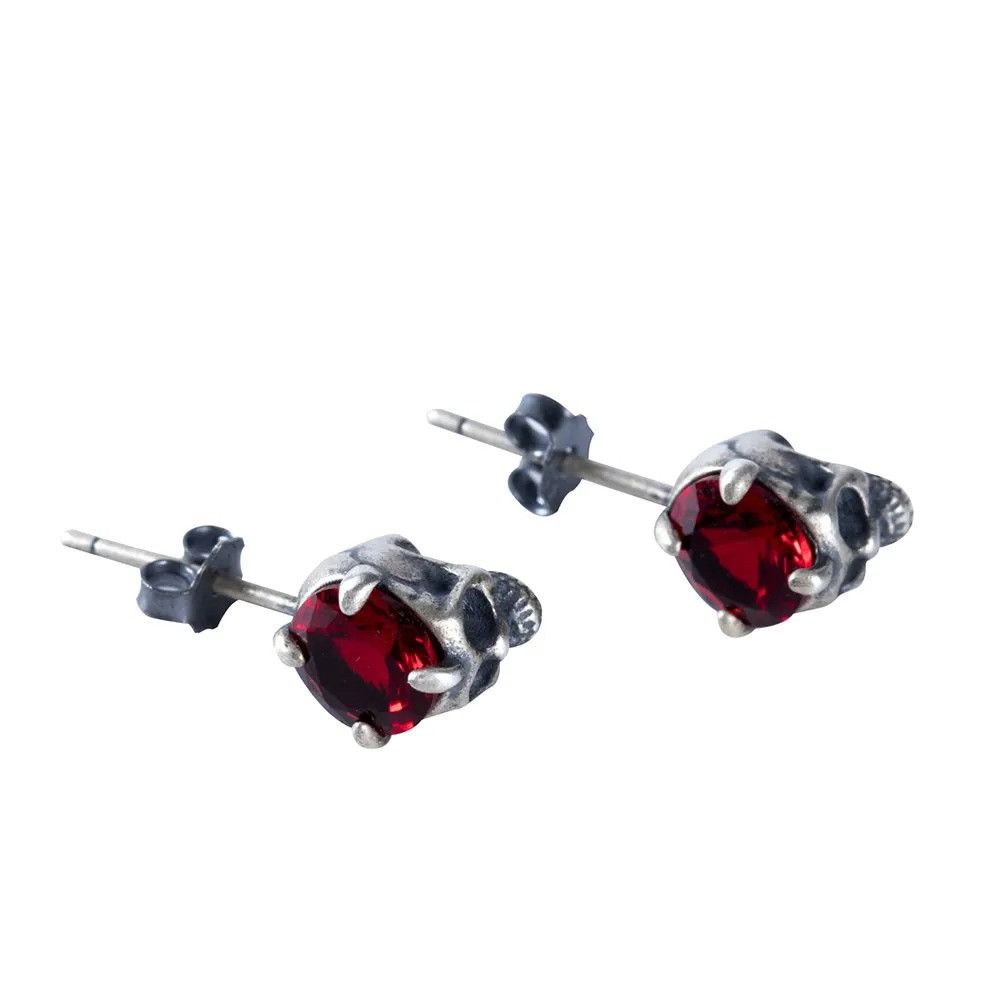 Jewelry Skull Wine Stone Earrings 925 Sterling Silver Jewelry Gift Size ONE SIZE - 6 Thumbnail