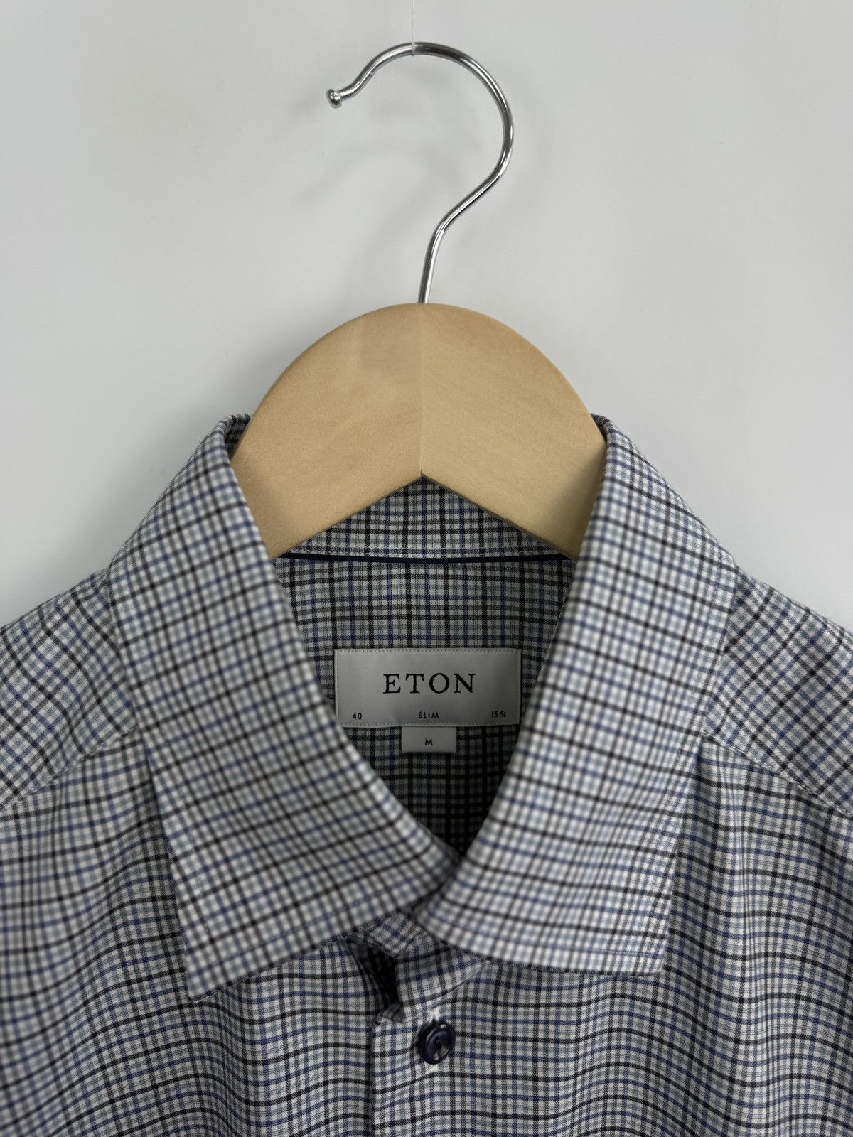Etro 🇮🇹 Eton Slim Fit Micro Check Dress Luxury Shirt Rare Size US M / EU 48-50 / 2 - 5 Thumbnail