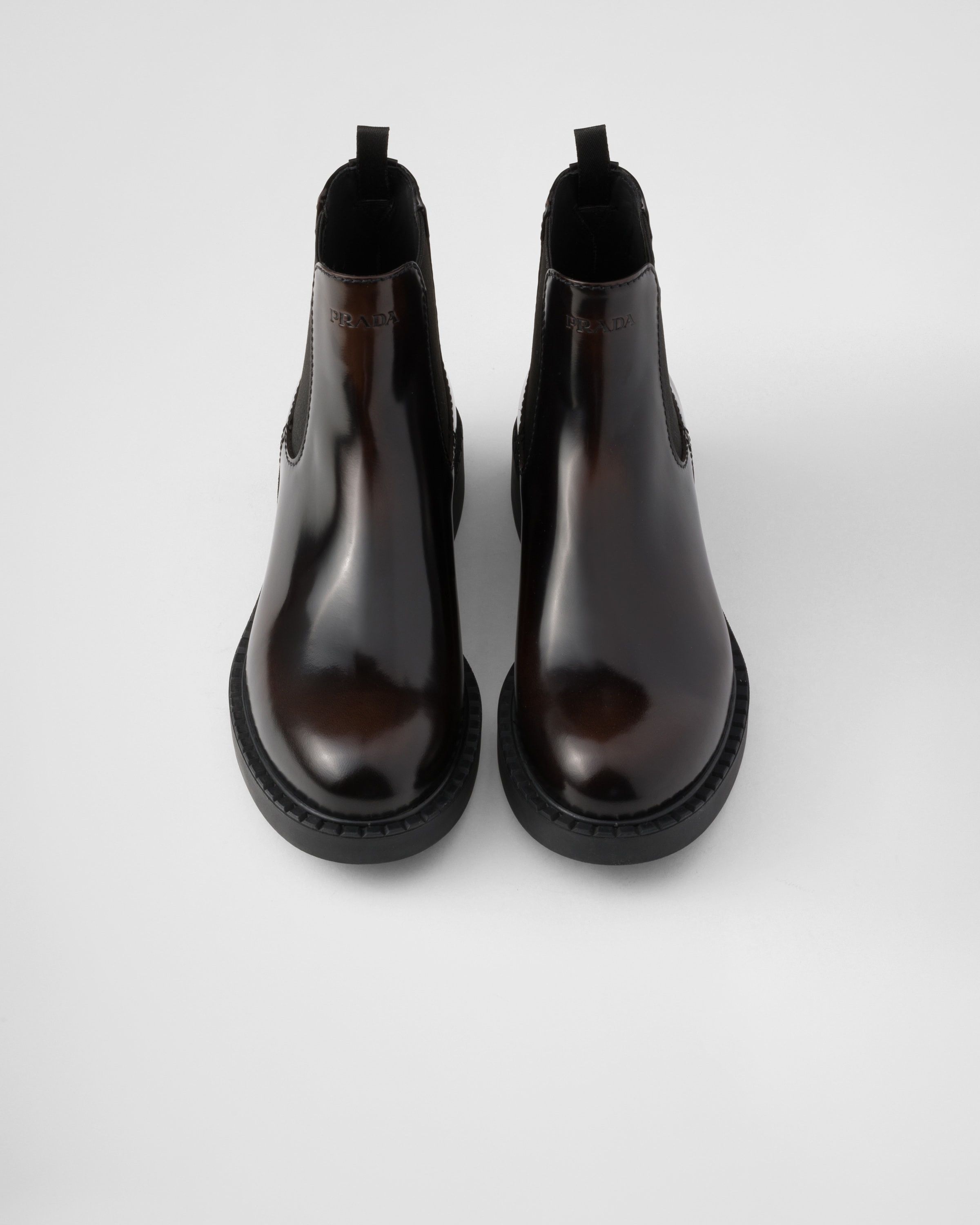 Prada o1la1rc1a0925 Brushed Leather Chelsea Boots in Brown/Black Size US 8 / EU 41 - 4 Thumbnail