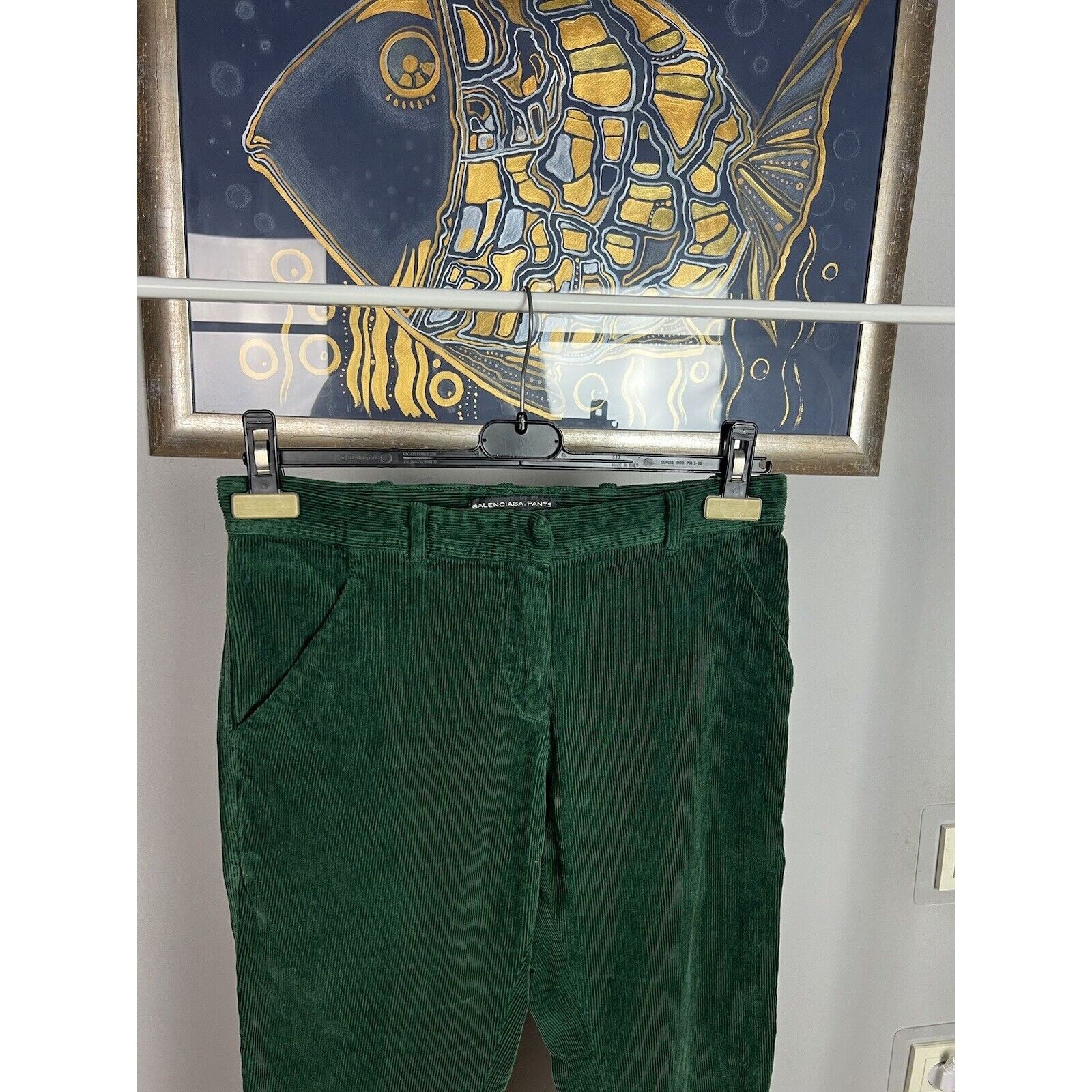 Balenciaga Balenciaga Women`s Emerald Green Corduroy Straight Chino Pa Size US 36 / EU 52 - 4 Thumbnail