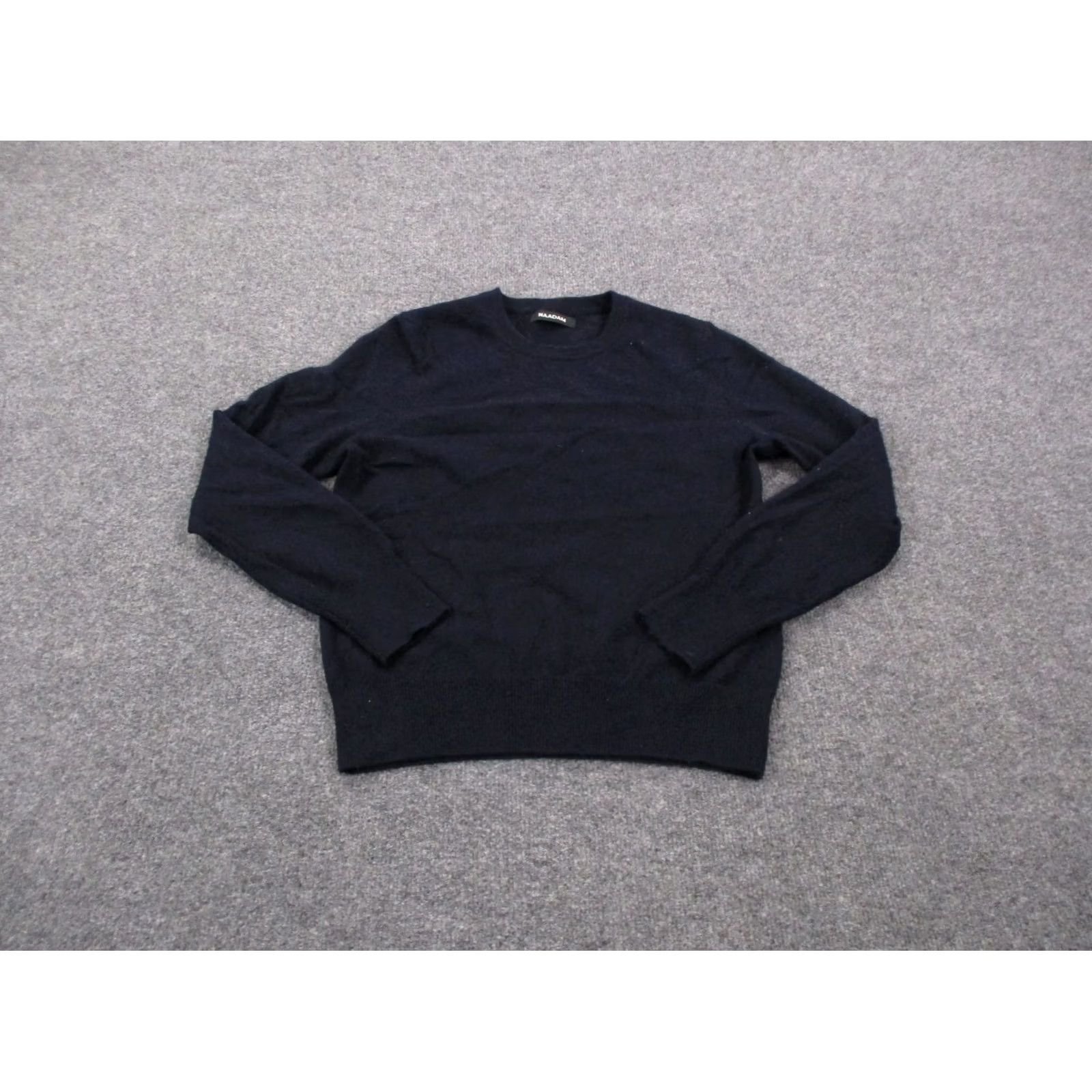NAADAM Naadan Sweater Womens XS Navy Blue Pullover Crew Neck Casual Lightweight Knit Wool Black 90s Outdoor Womens Size XS / US 0-2 / IT 36-38 - 2 Thumbnail