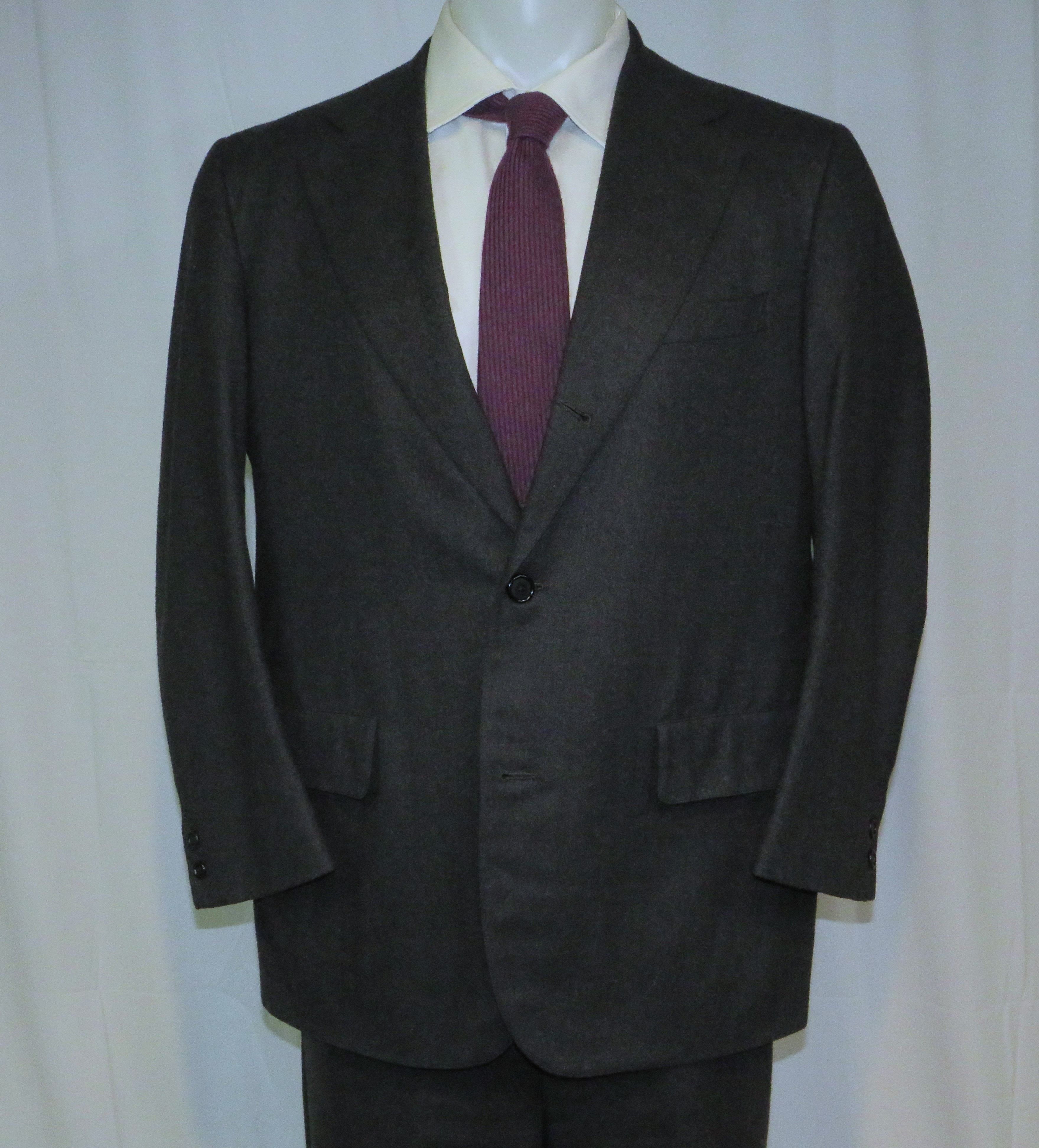 Brooks Brothers Golden Fleece Martin Greenfield Gray Flannel 3/2 Suit 42R Size 42R - 3 Thumbnail