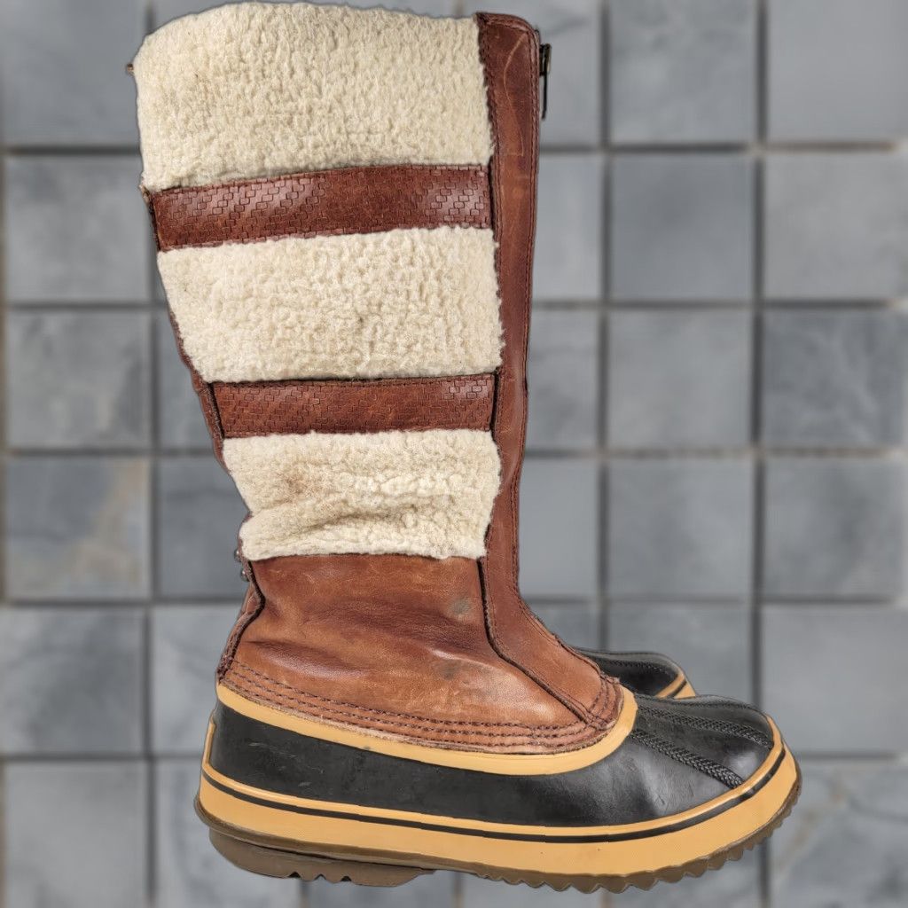 SOREL Sorel NL1586-319 Helen Of Tundra II Boots Womens Brown Leather Winter 9 M EU 40 Casual Mid-Calf Lace Up Round Toe Flat Heel Winter boots Size US 9 / IT 39 - 1 Thumbnail